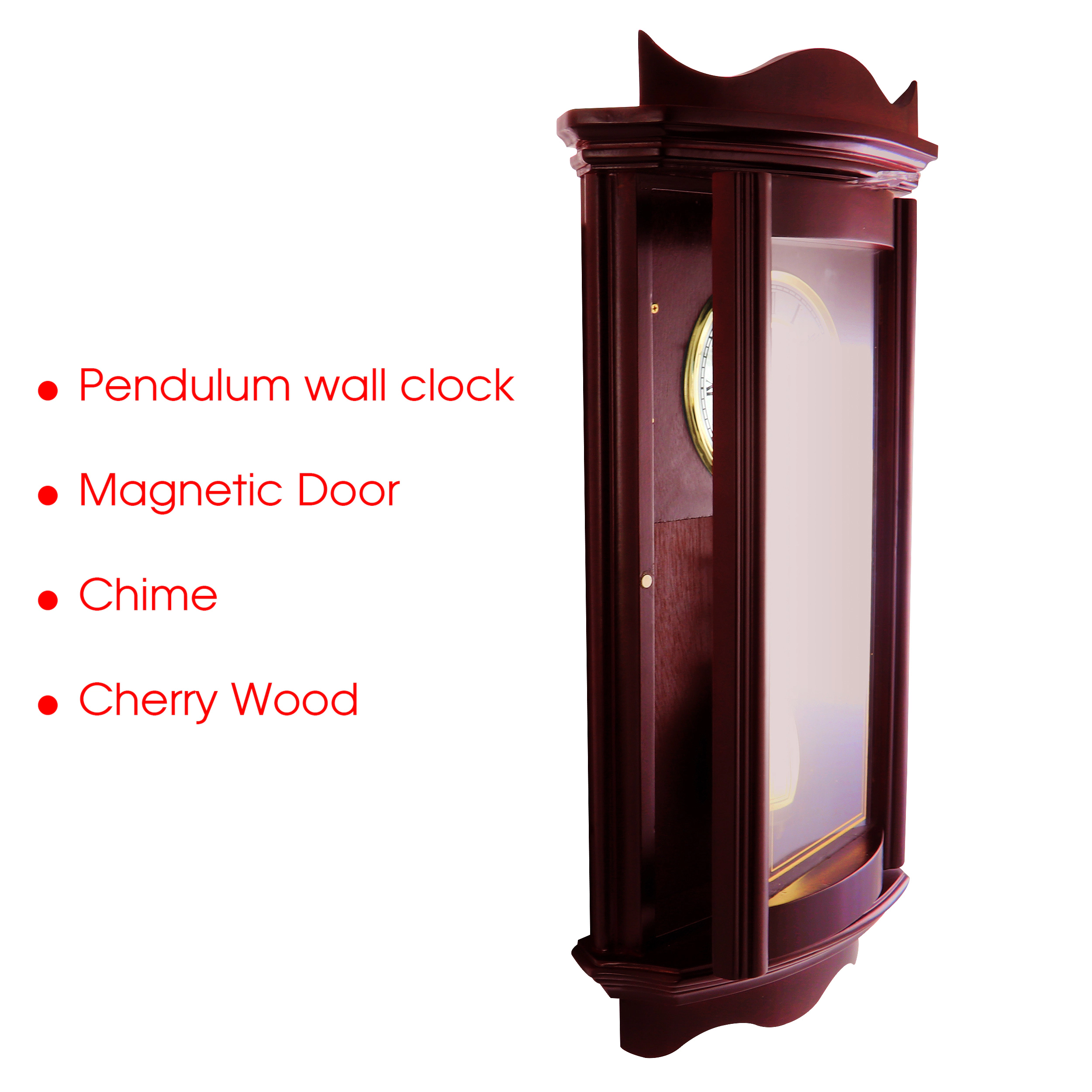 Bedford Clock Collection Weathered Chocolate Cherry Wood 25 Inch Wall Clock with Pendulum