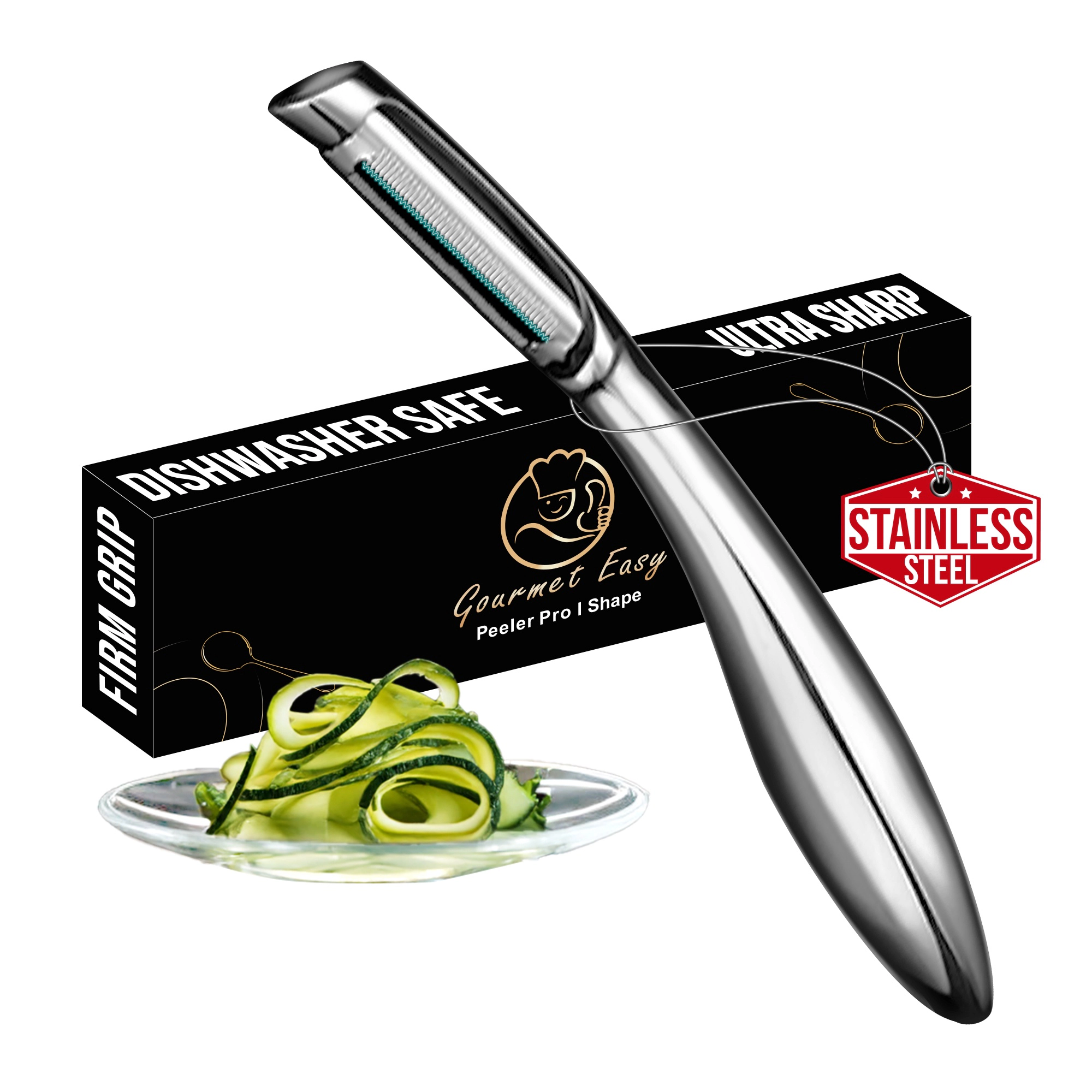 Gourmet Easy Vegetable Peeler, Potato Peeler, Stainless Steel Veggie & Fruit Peeler