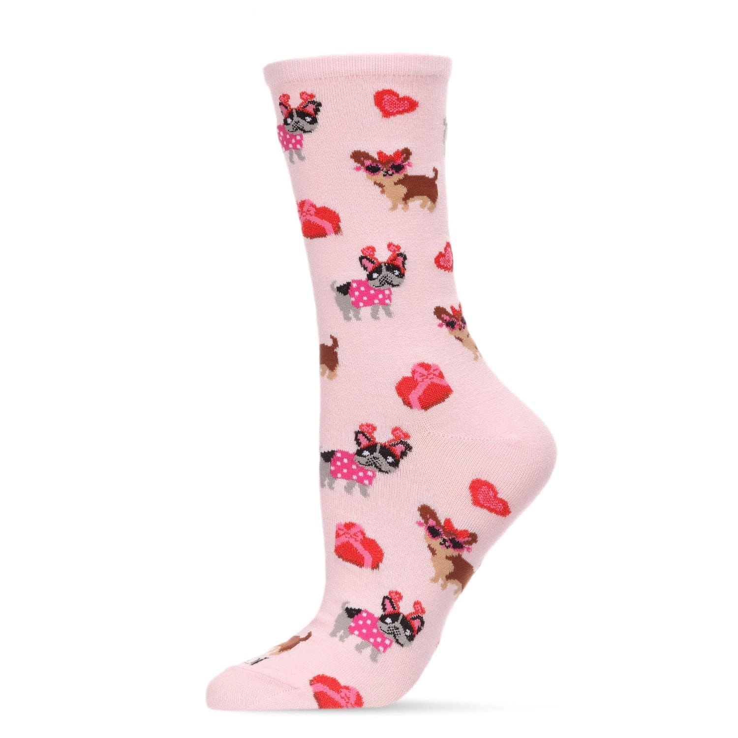 MeMoi Puppy Love & Gift Bamboo Blend Crew Socks