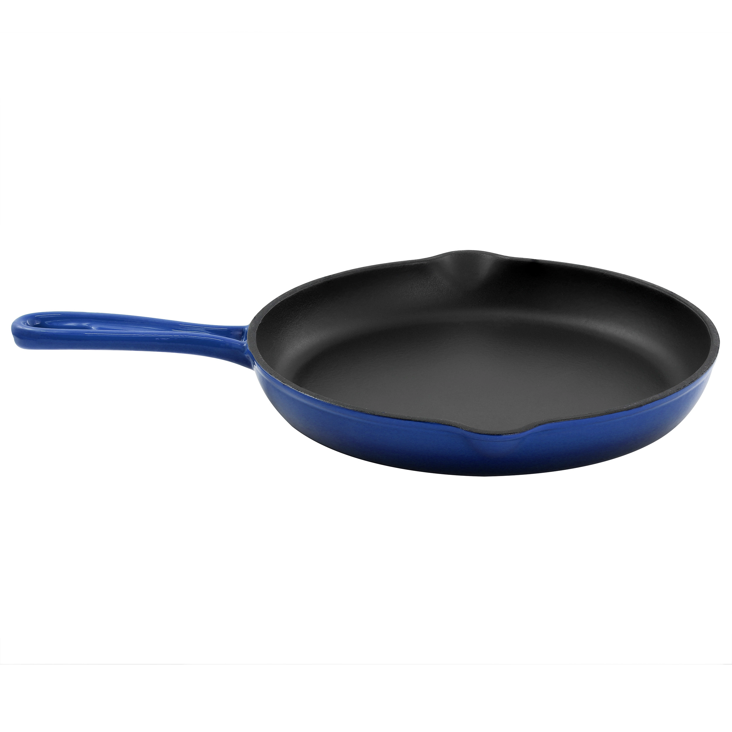 MegaChef Round 10.25 Inch Enameled Cast Iron Skillet Gradient Dark Blue