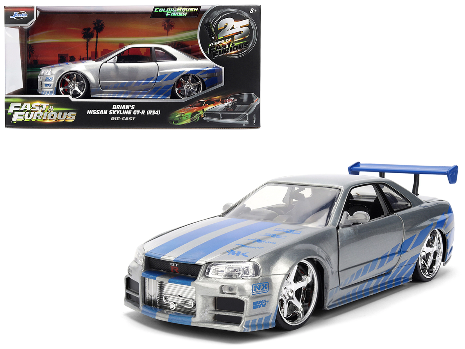 Jada Brian's Nissan Skyline GT-R (R34) RHD (Right Hand Drive) Brush Finish  "2 Fast 2 Furious" (2003) Movie 25