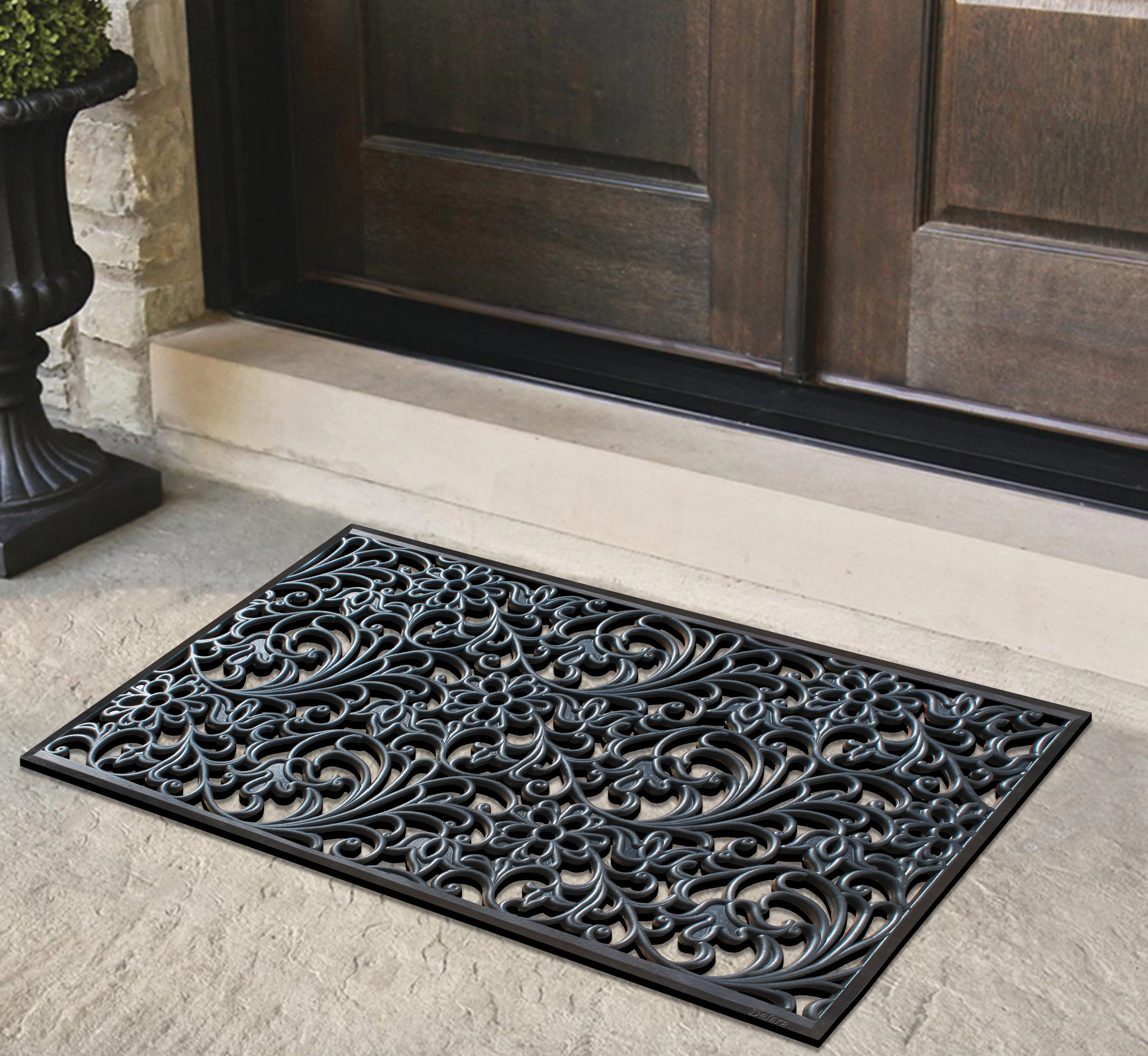 A1 Home Collections 20 lb Heavy Duty Rubber Doormat Non-Slip Drainage Front Door Mat 30 x 48 In