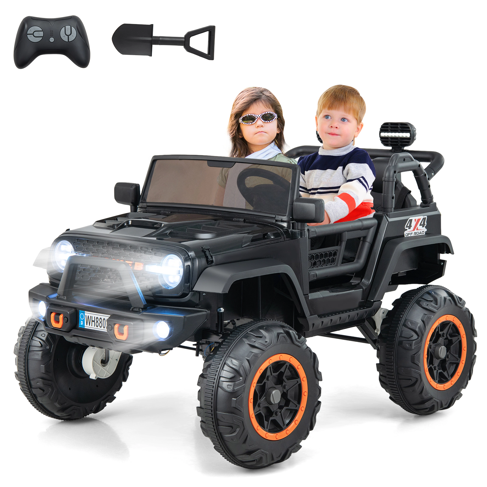 Costway 24V 2 Seater Kids Ride on Truck 2WD/4WD Battery Powered Vehicle Toddler Powerful Car with Remote Control Purple