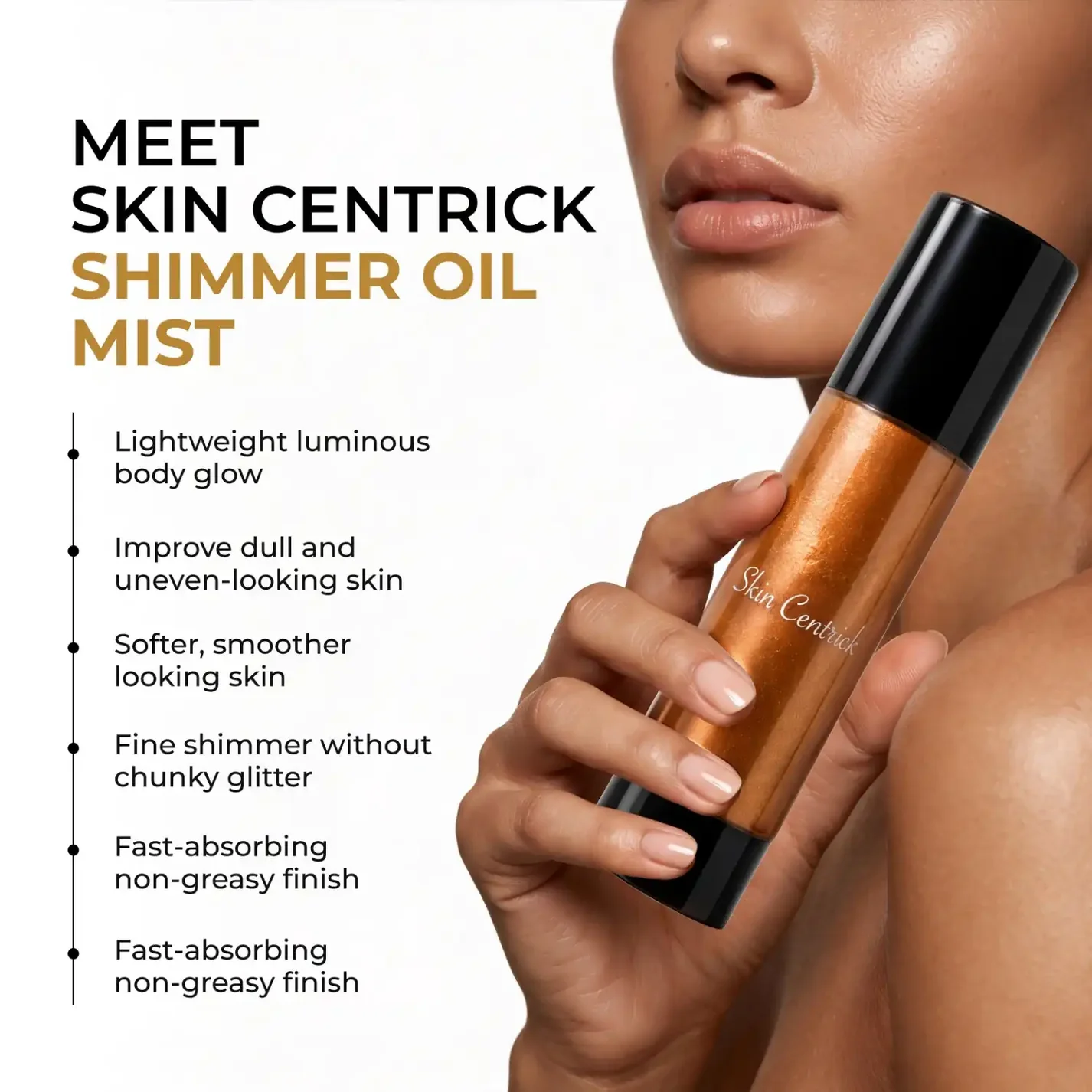 Skin Centrick | Shimmer Body Oil Mist | Radiant Glow | Mica & Glycerin | Dryness & Dullness | 100 ml