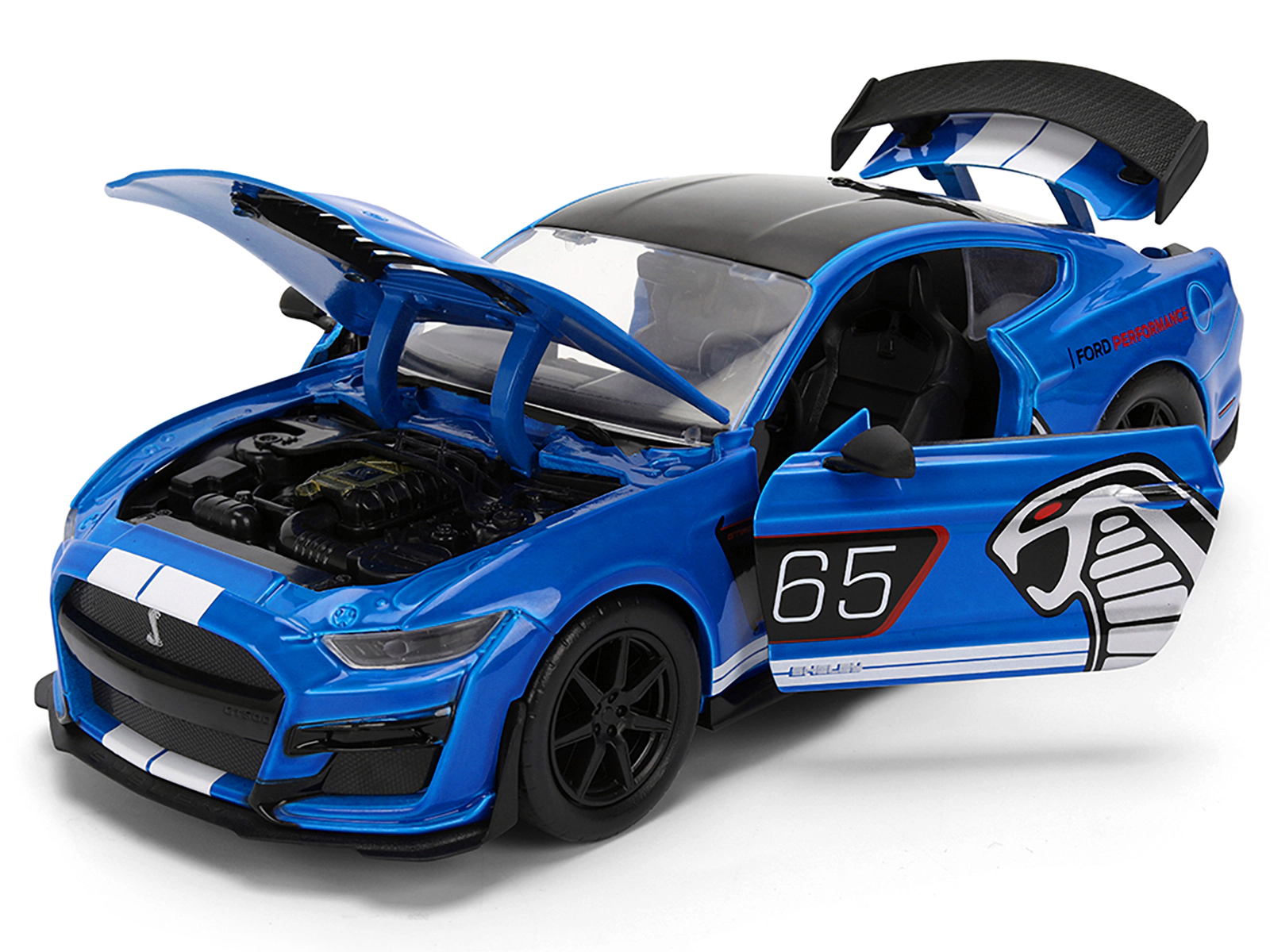 Jada 2020 Ford Mustang Shelby GT500 #65 "Ford Performance" Blue with Black Top and White Stripes "Bigtime