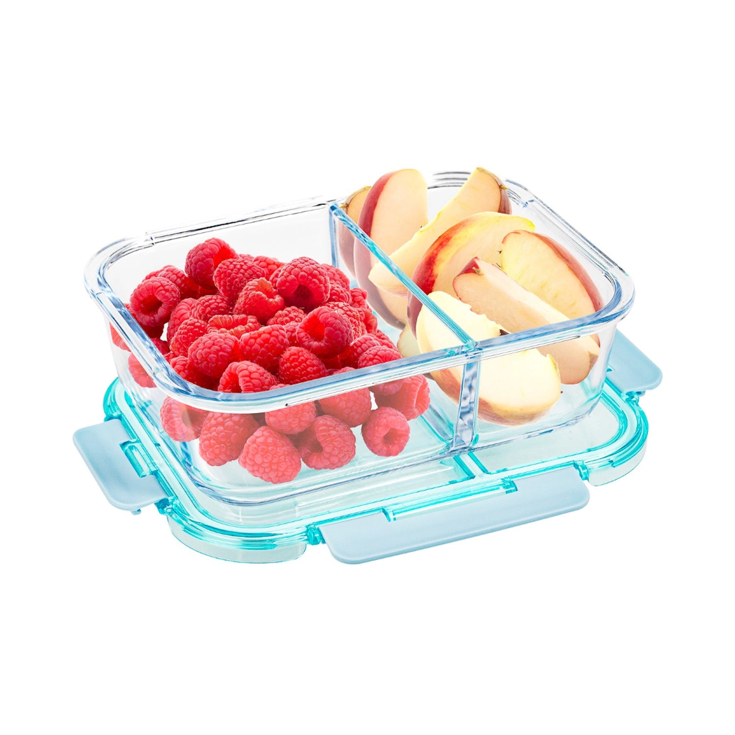 Lexi Home 2-Compartment Borosilicate Glass Food Container with Spill-Proof Lid