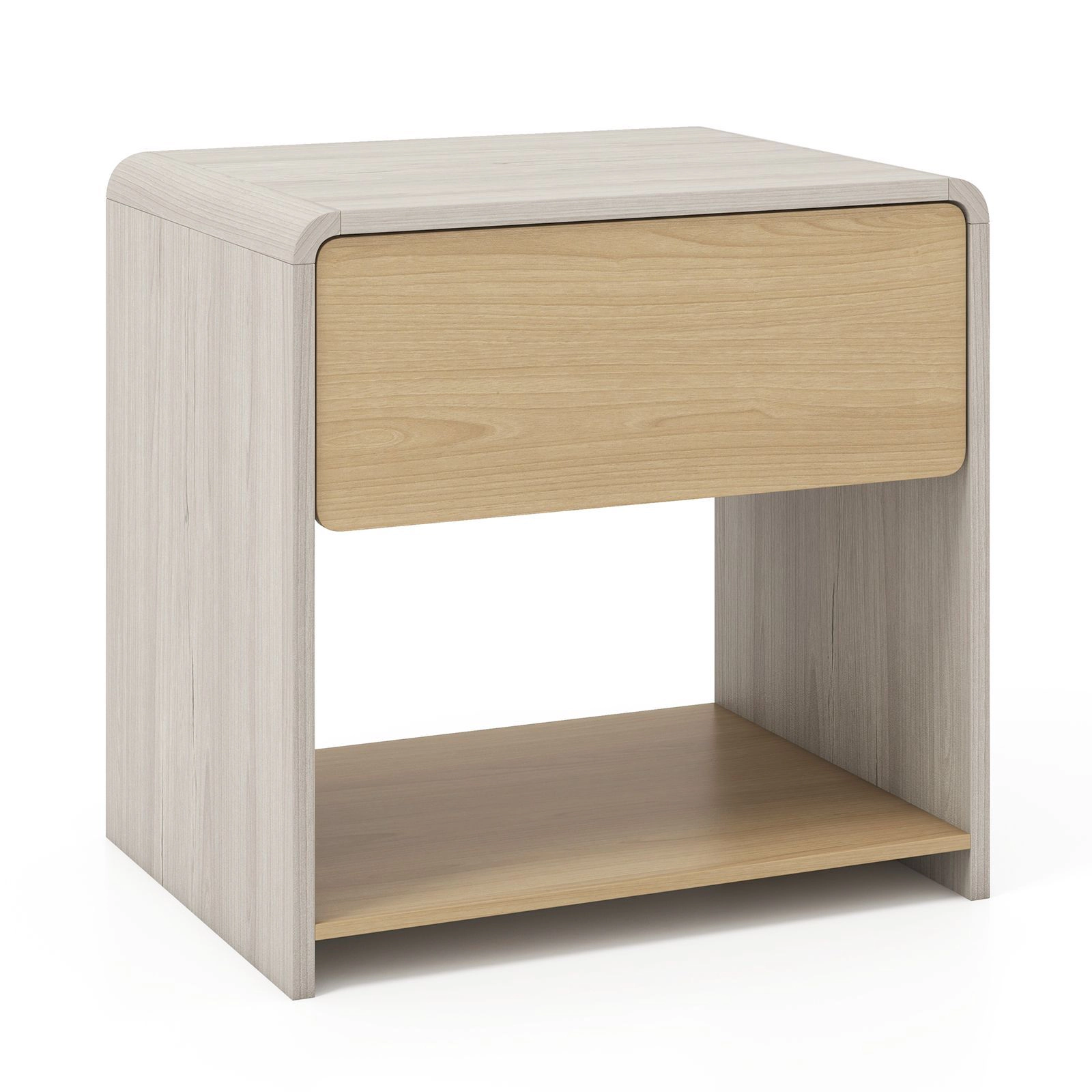 SlickBlue Modern Nightstand with Drawer and Open Shelf Storage