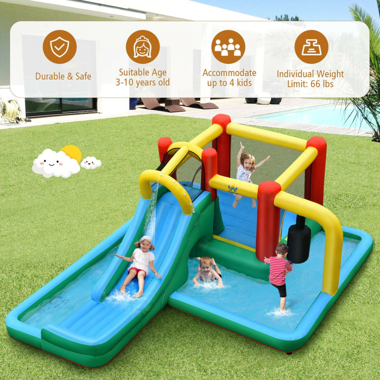 Hivvago Inflatable Water Slide Climbing Bounce House with Tunnel and 735W Blower