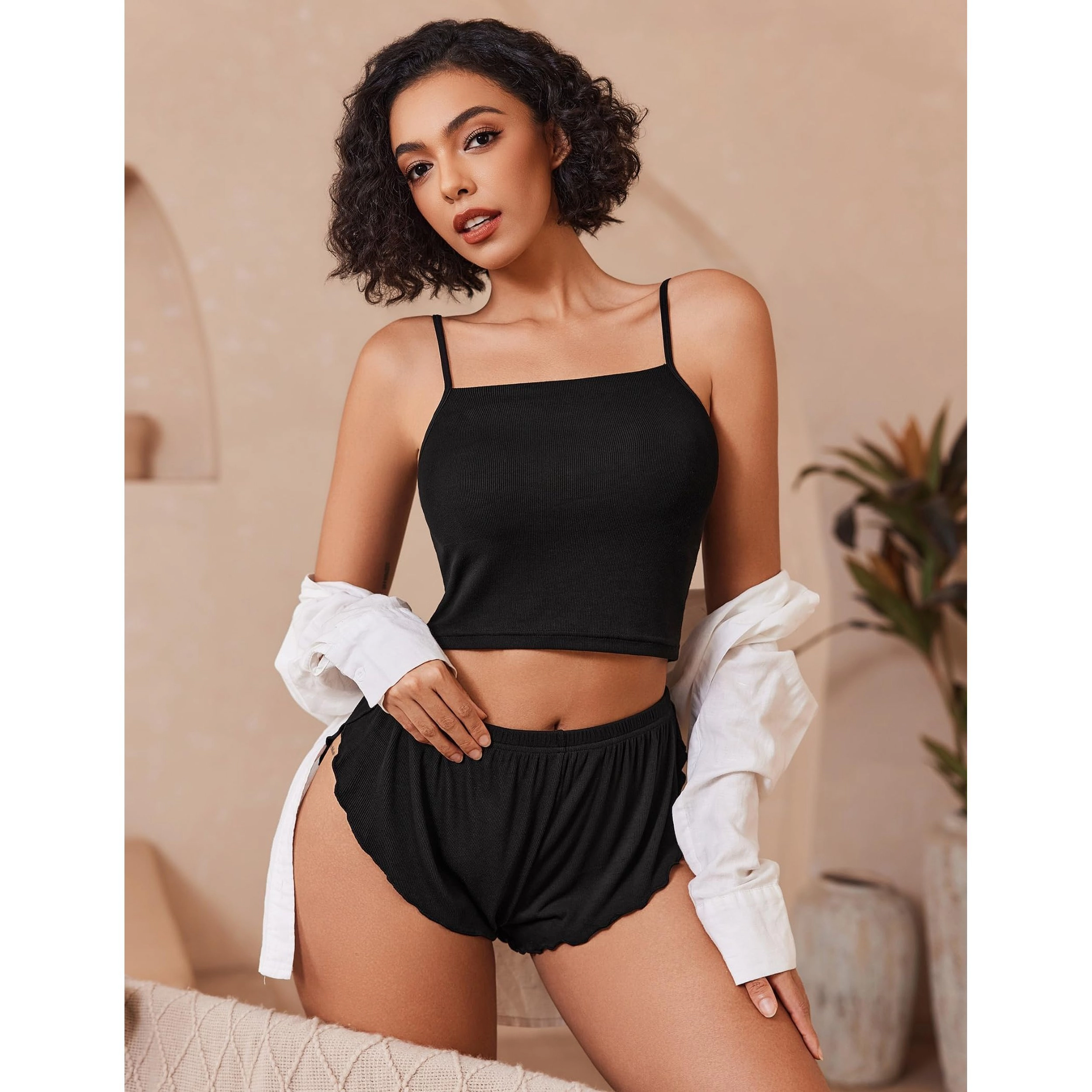 Avidlove Women's Ribbed Cami Pajama Set