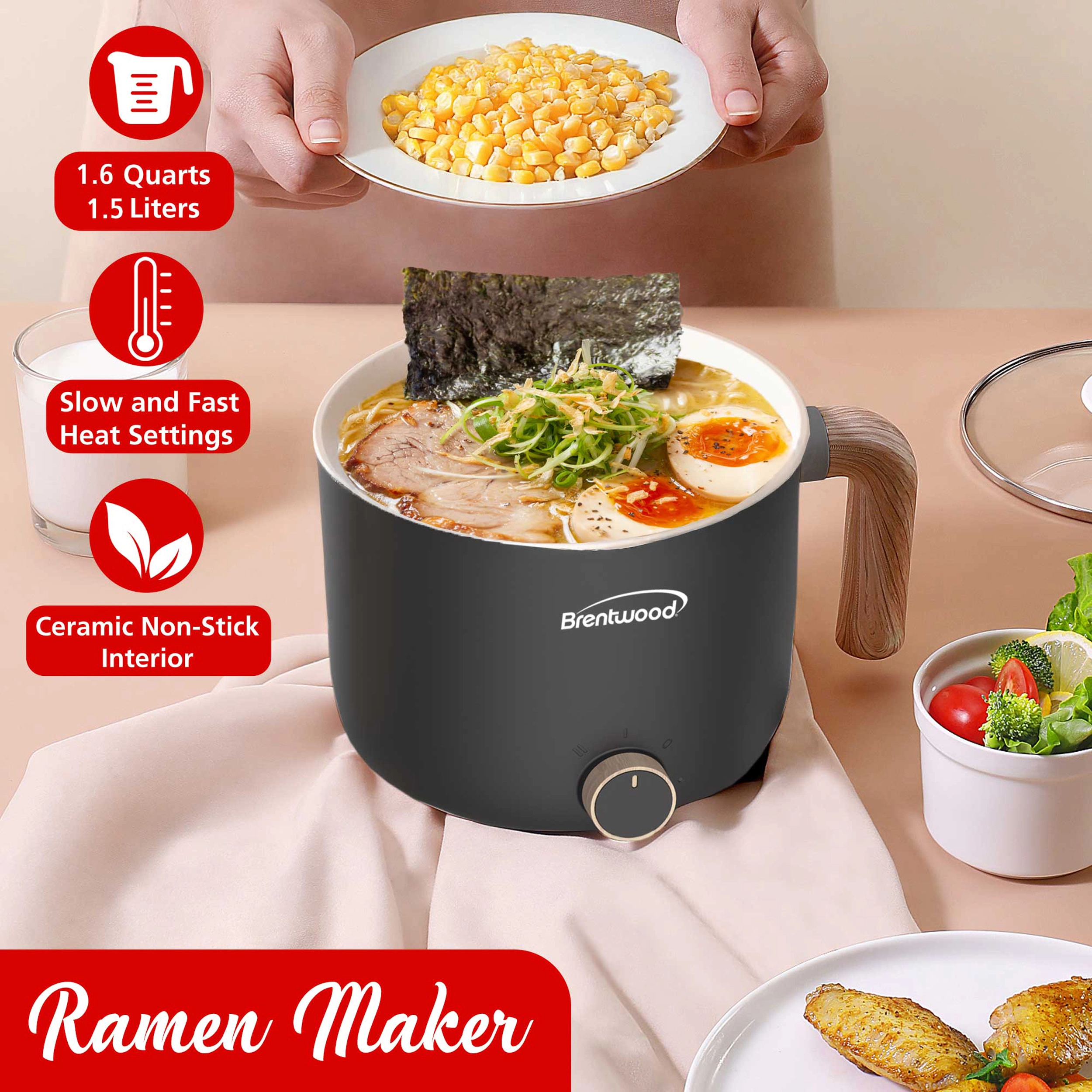 Brentwood 1.5-Liter Multi-Function Electric Hot Pot Cooker