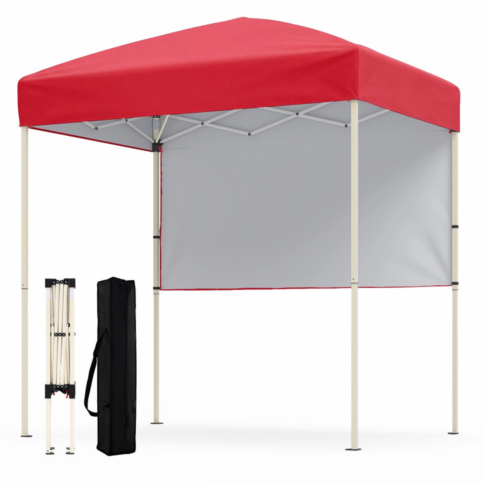 SUGIFT 6 x 4FT Pop-Up Canopy Tent with Half Sidewall Gazebo Easy Setup Outdoor Sun Shelter 15.5-lb Net Weight Red