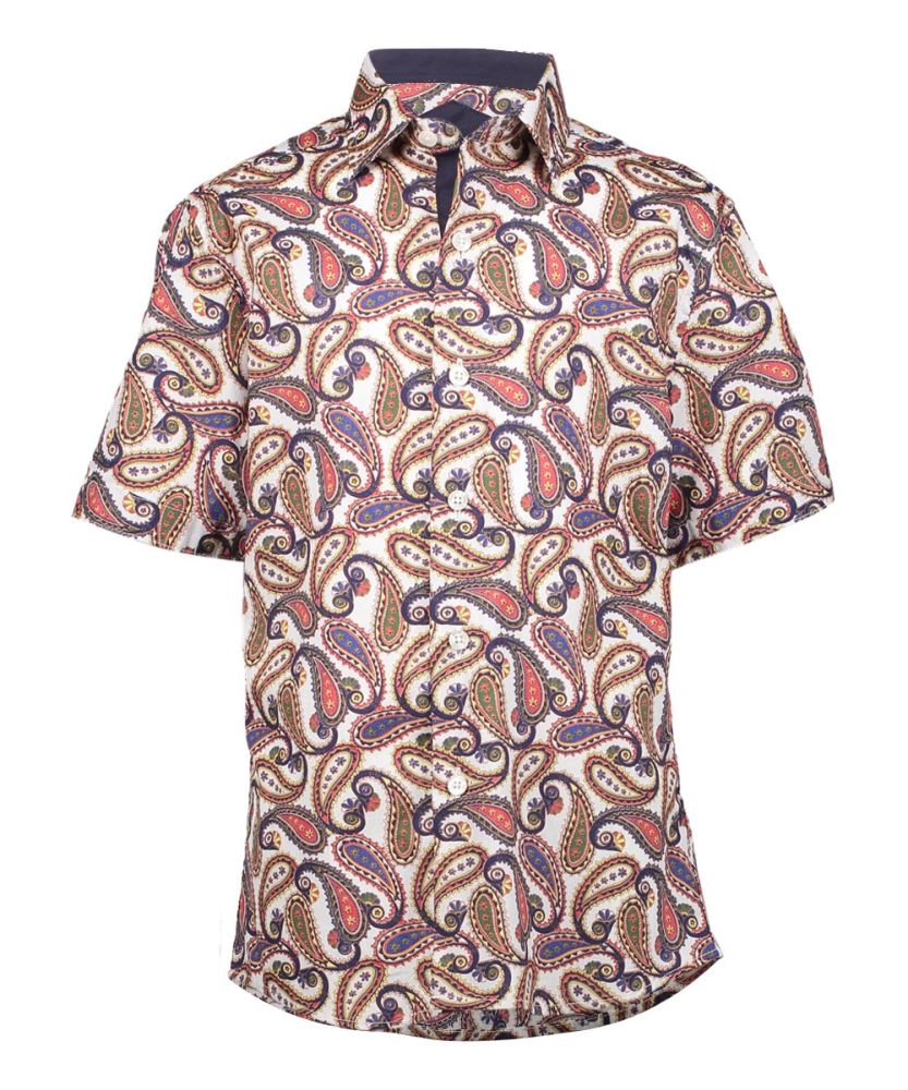 Elie Balleh Boys Slim Fit Royal Paisley Button-Down Shirt
