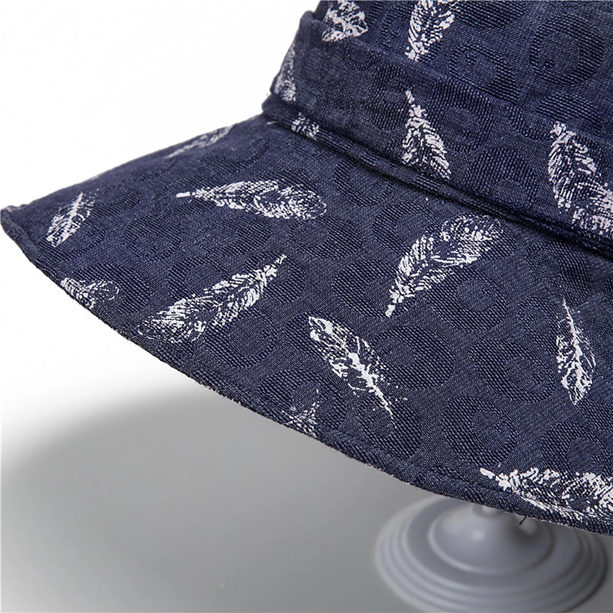 Anna-Kaci Womens Wide Brim Feather Print Sun Hat Summer Outdoor Travel