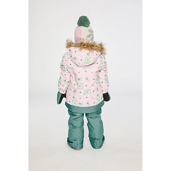 Deux par Deux Girls Retro Print Two Piece Discover Snowsuit with Hooded Jacket and Snow Pants