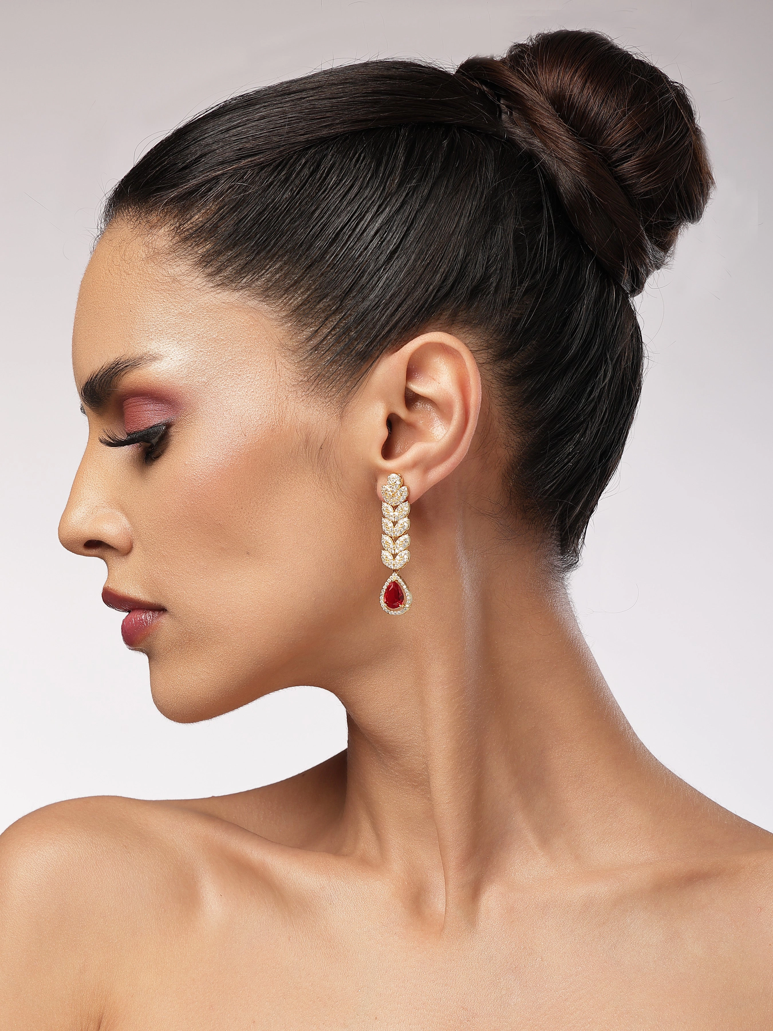 AGP PARIS Womens Leaf Cascade Teardrop Statement Drop Earrings