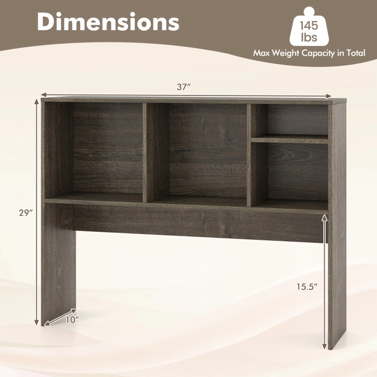Hivvago Computer Desktop Bookcase with 4 Cubbies and Open Back Compartment