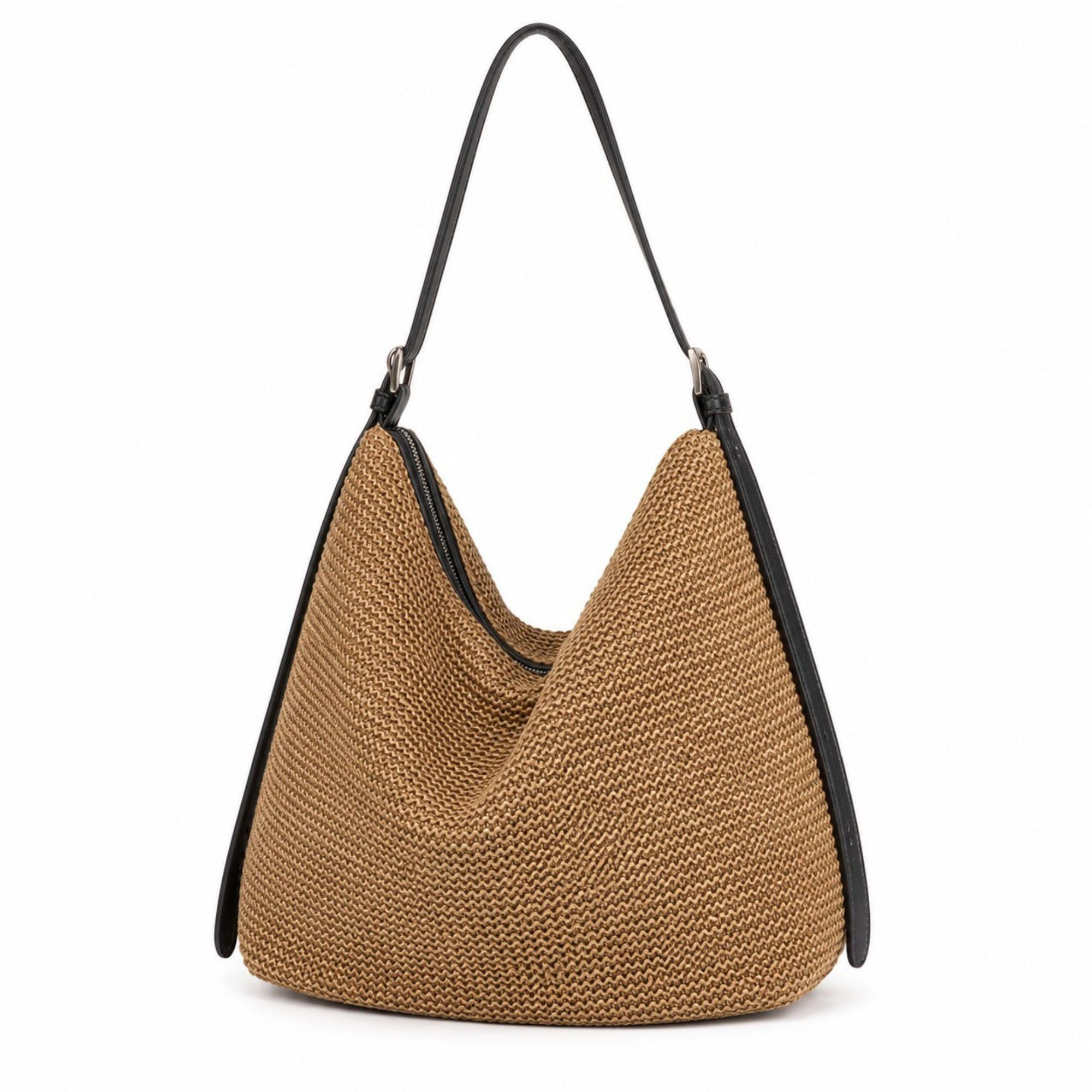 Alilang Women's Woven Hobo Shoulder Bag with Zip Top and Large Capacity