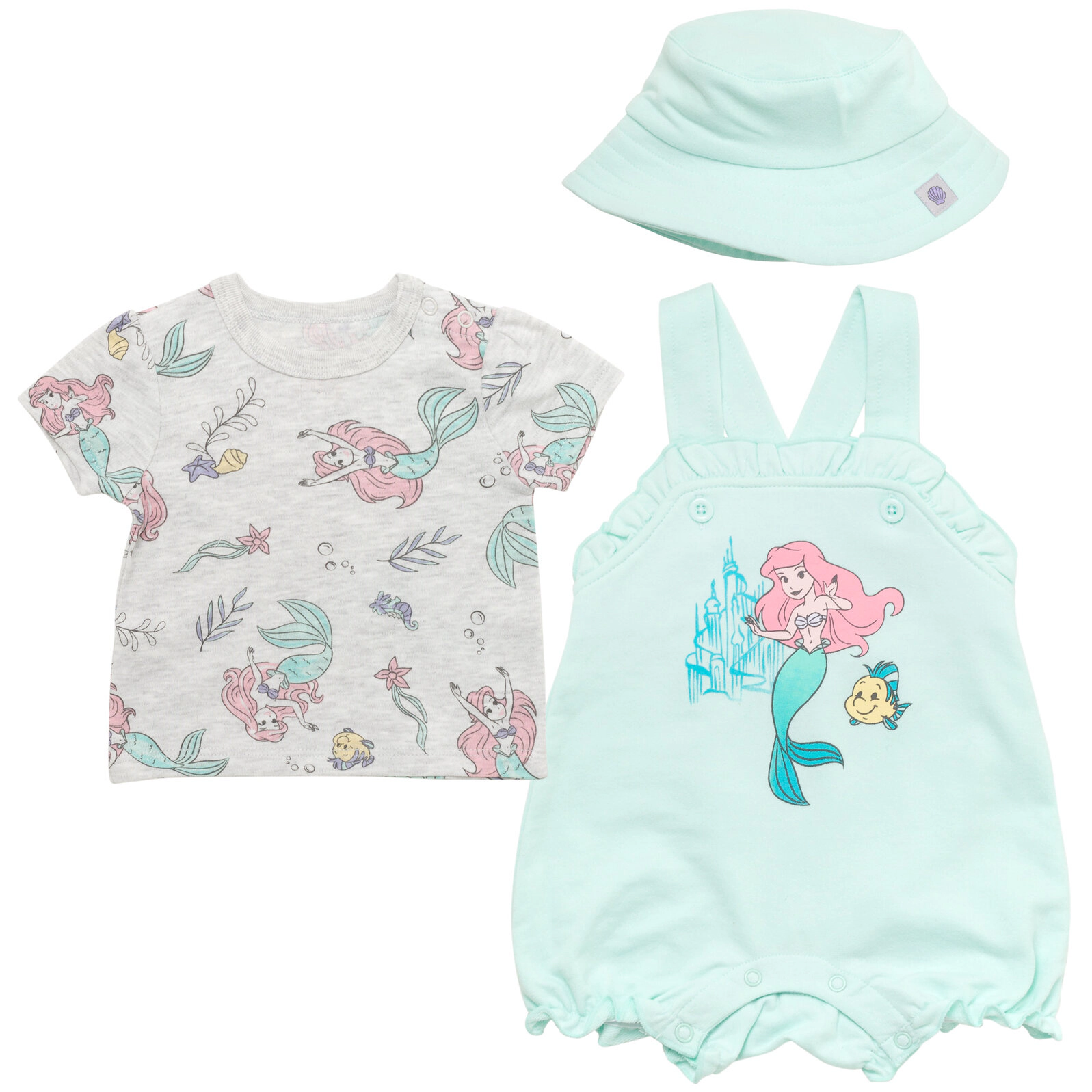 Disney Baby Girls' Bubble Shortall Tee and Hat Set