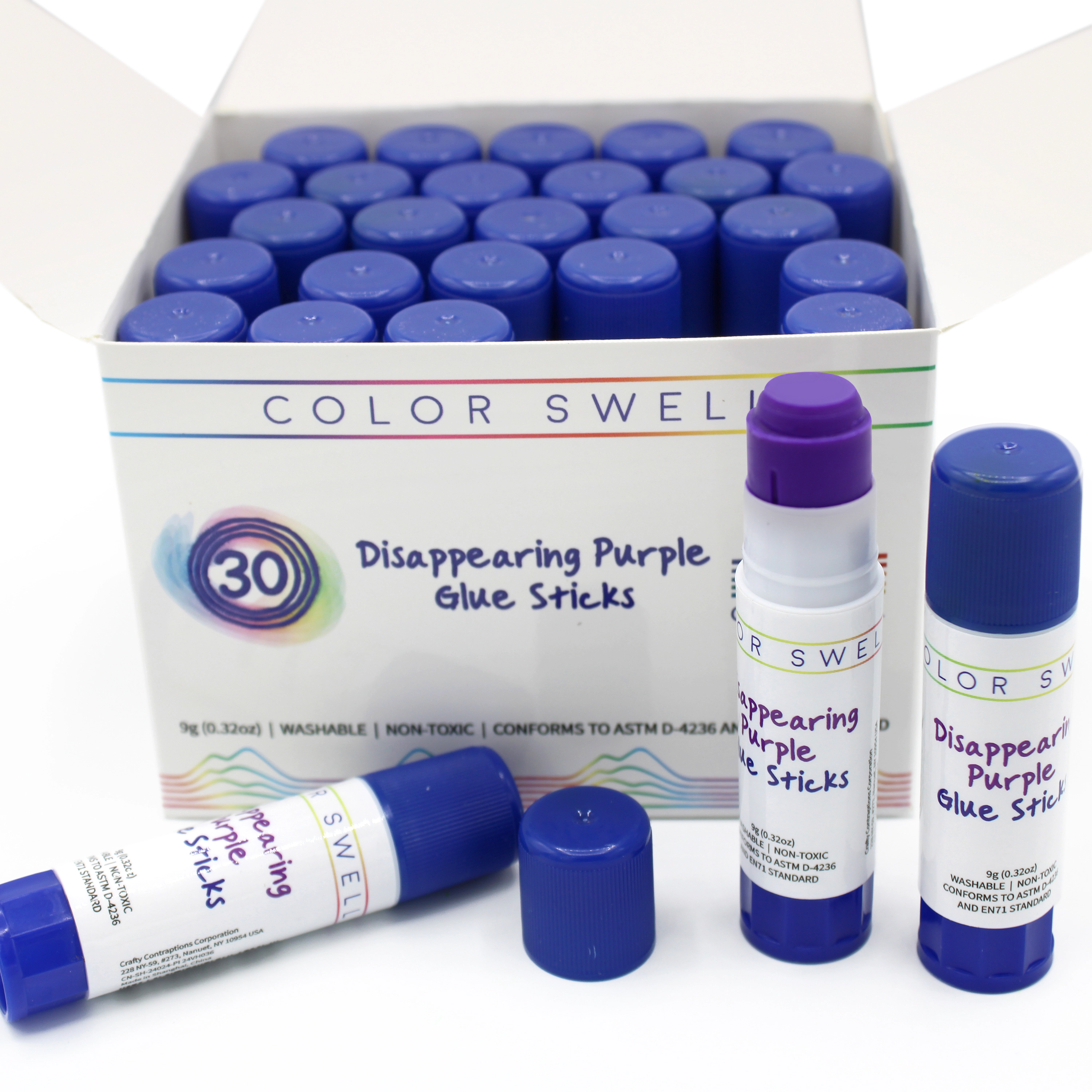 Color Swell Bulk Glue Sticks, 30 Sticks, Disappearing Purple