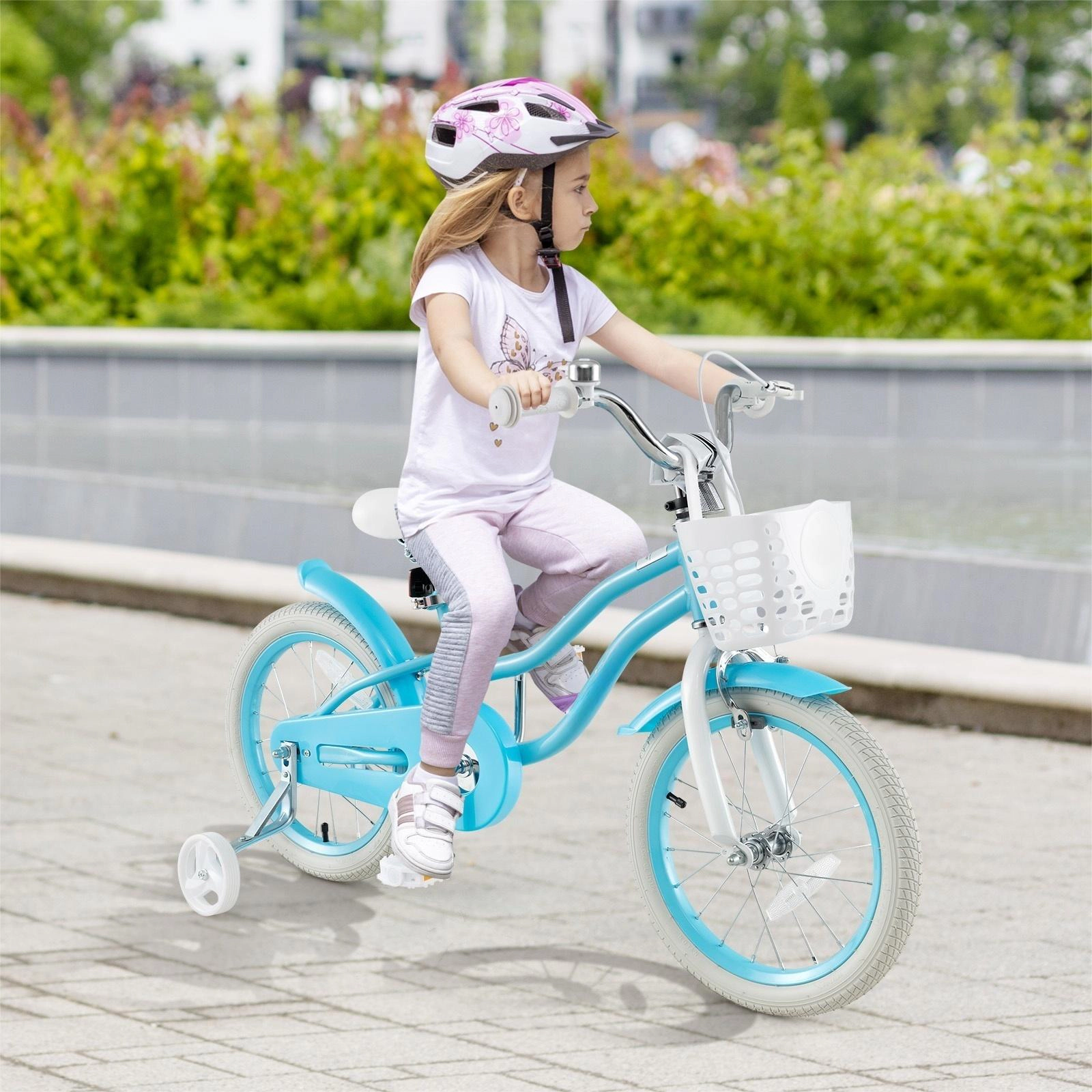 SUGIFT Kids Blue 16-in Bike with Dual Brake System and Front Storage Basket 145-lb Seat Capacity Ages 3-8