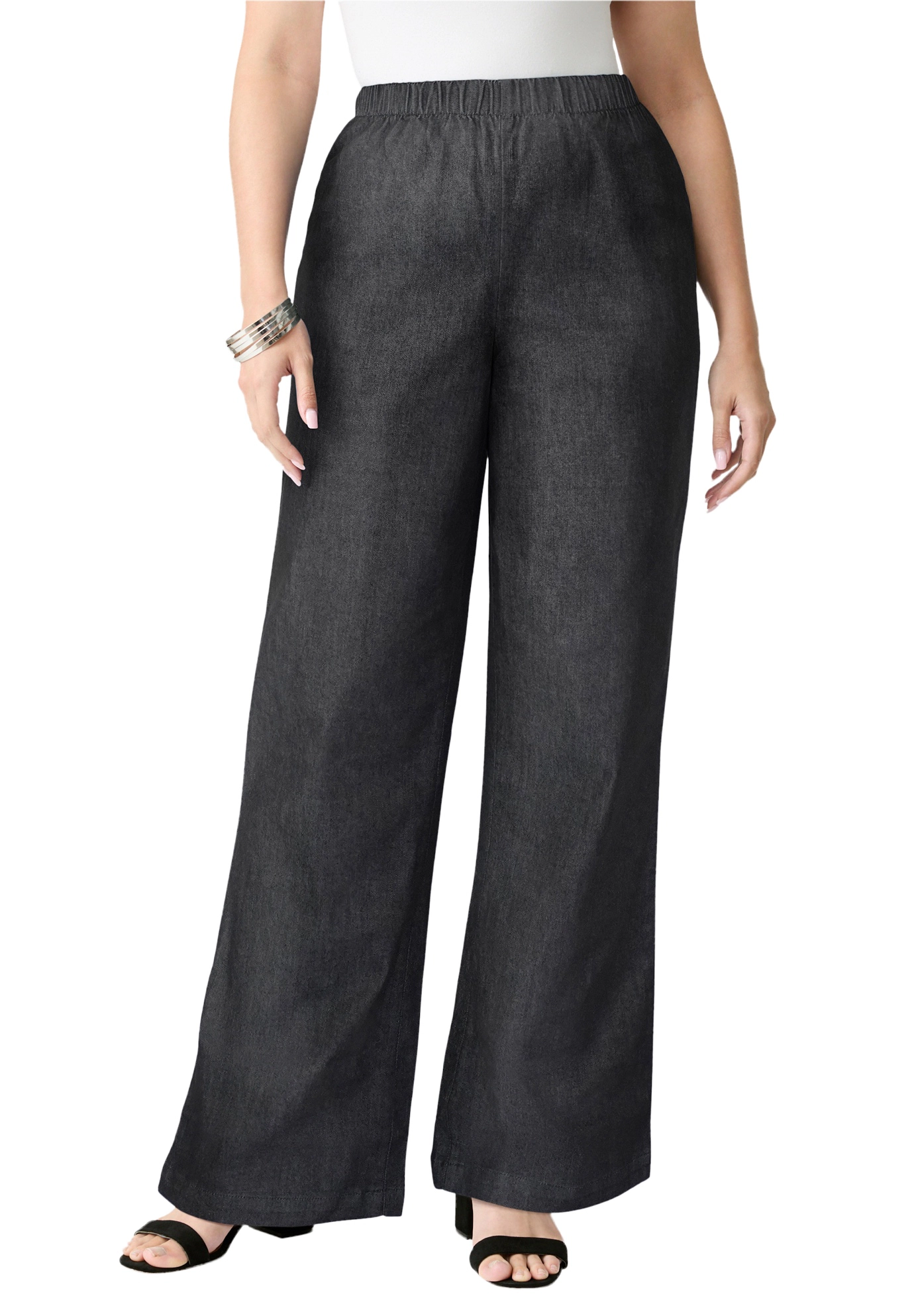 Roaman's Women's Plus Comfort Stretch Wide Leg Jean
