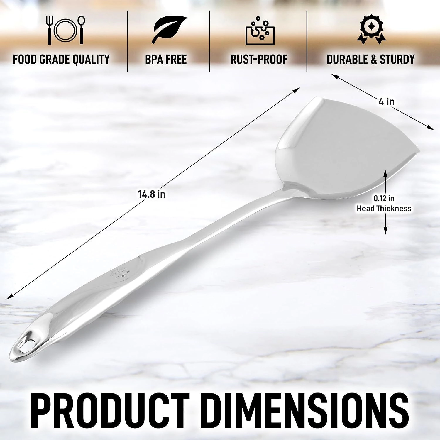 Zulay Kitchen Stainless Steel Metal Wok Spatula