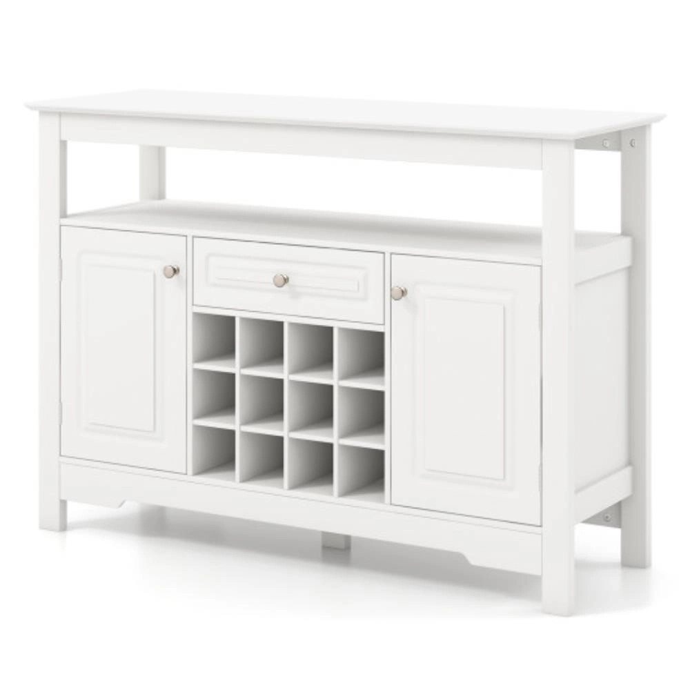 Hivvago Buffet Sideboard Wine Liquor Coffee Bar Cabinet With Removable Wine Rack-White