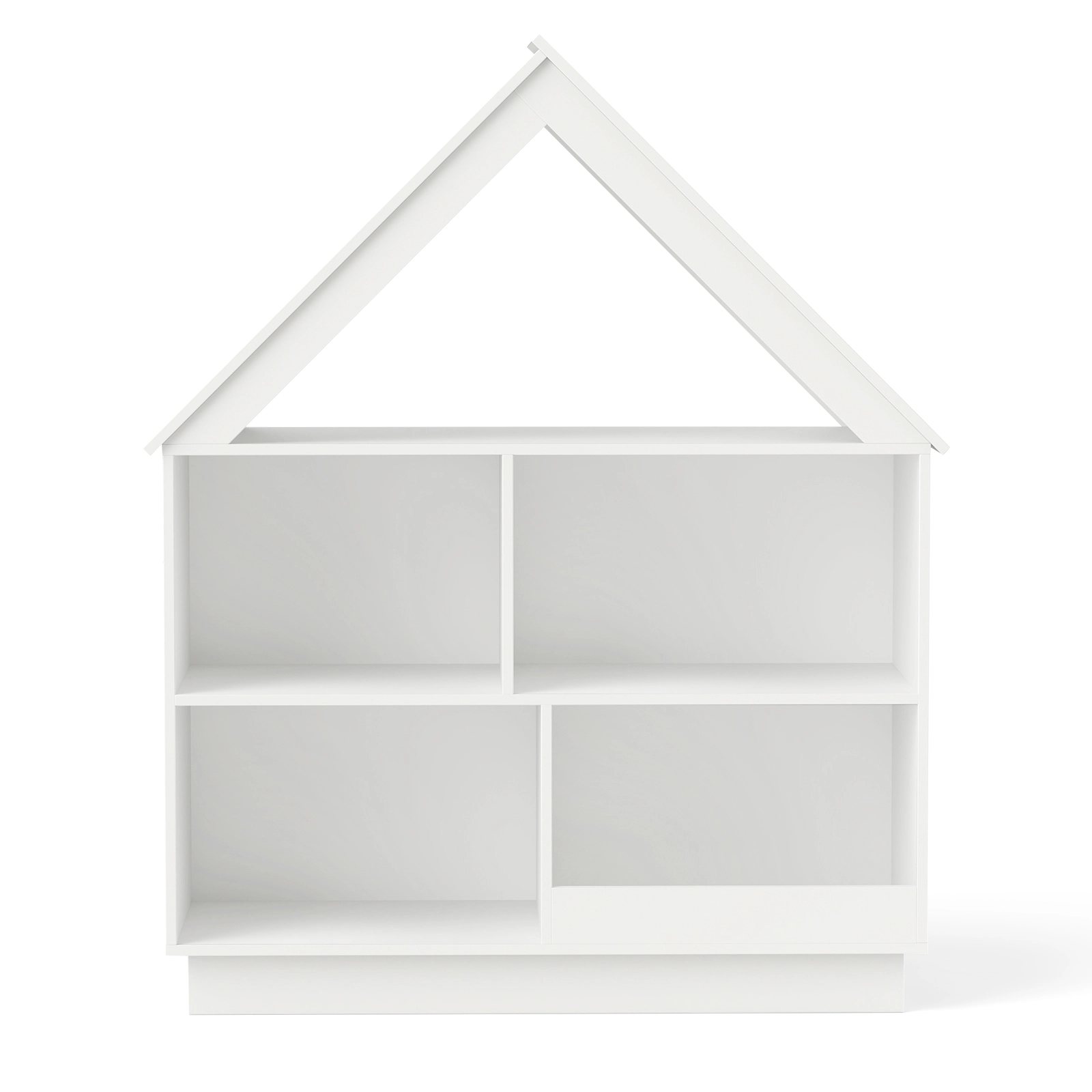 SUGIFT 3-Tier House-Shaped Toy Storage Organizer Dollhouse Bookshelf 240-lb Capacity Natural/White