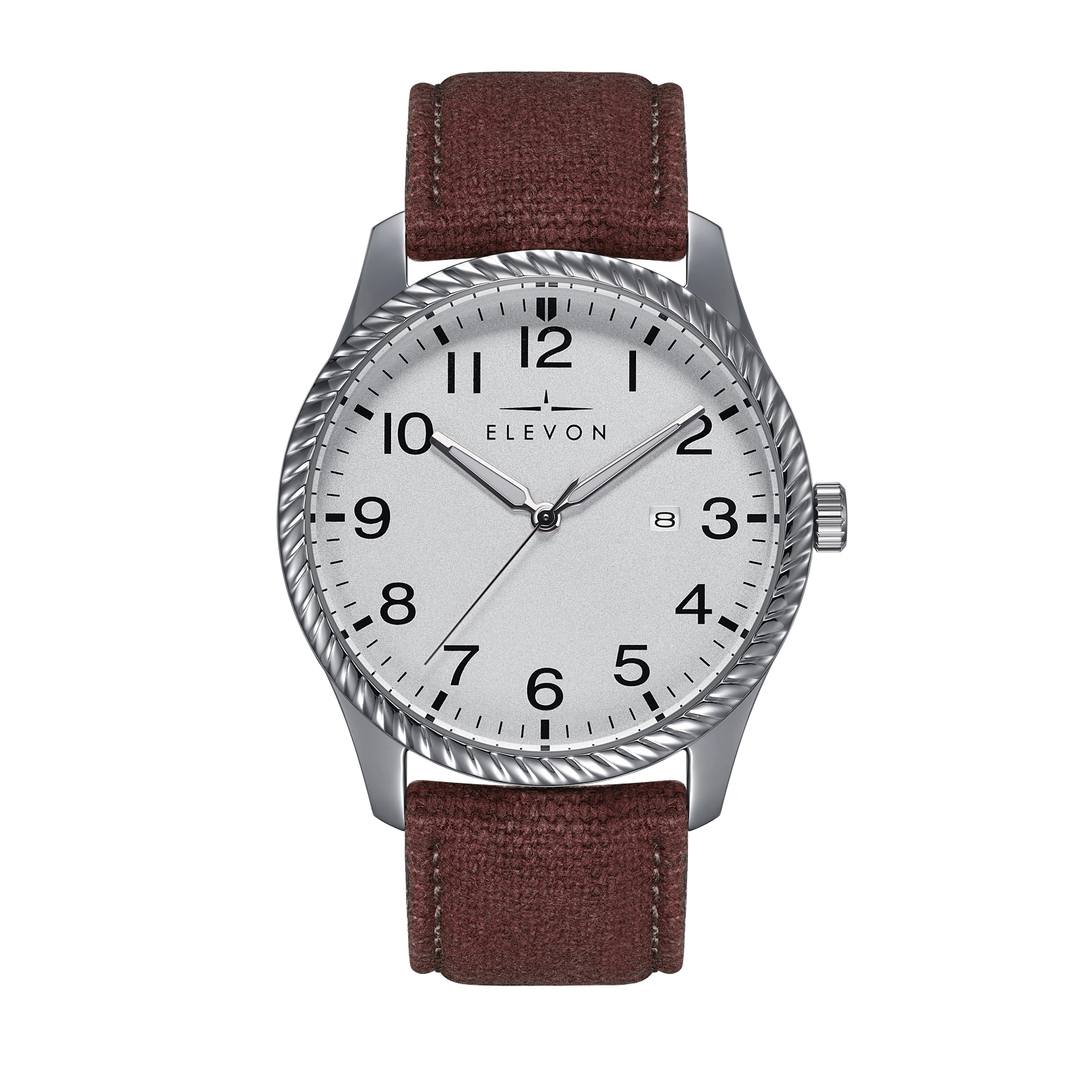 Elevon Crosswind Canvas-Overlaid Leather-Band Watch w/ Date