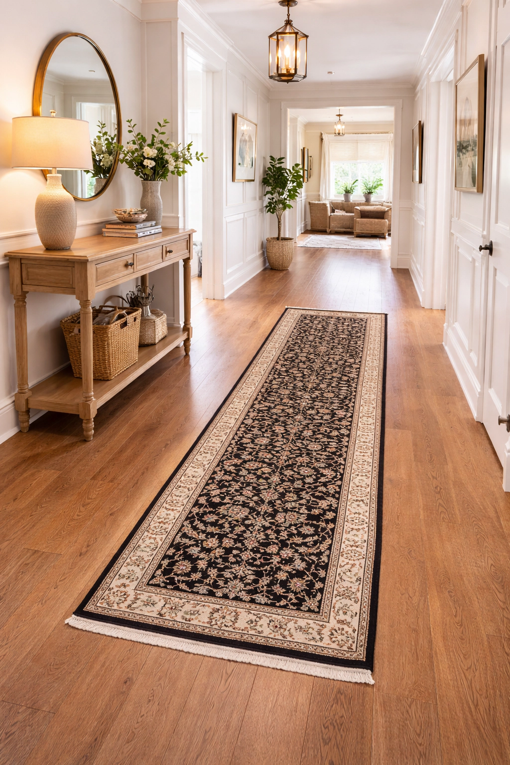 Magic Rugs 2'7 X 12'0 Dark Navy Hand Knotted Indo-Nain Wool Runner Rug