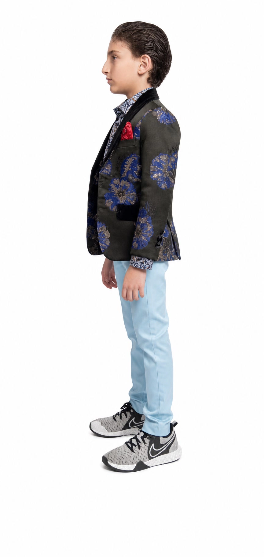 Elie Balleh Boys Slim Fit -Royal Floral Dinner Jacket