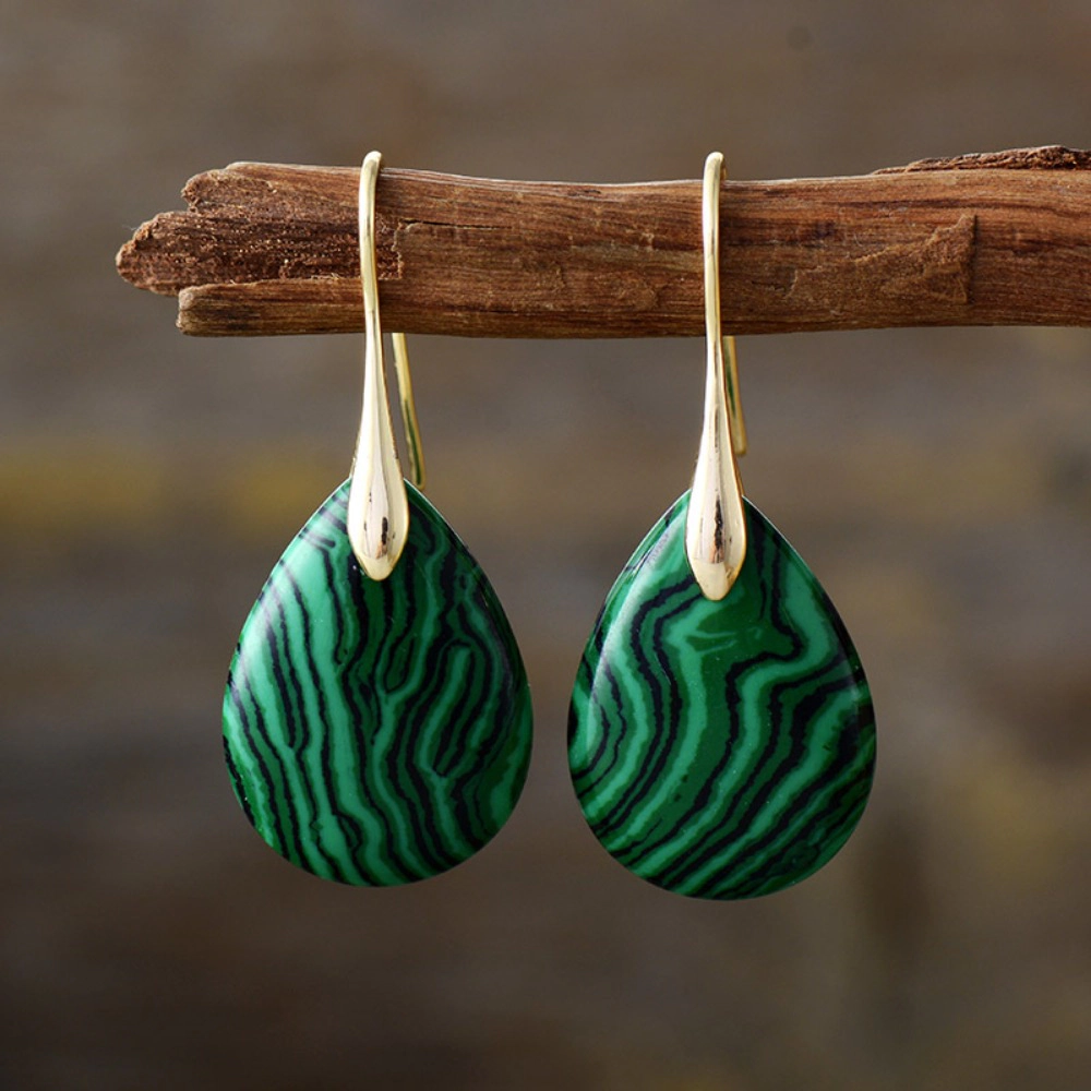 Premium Charms Womens Teardrop Natural Stone Dangle Earrings