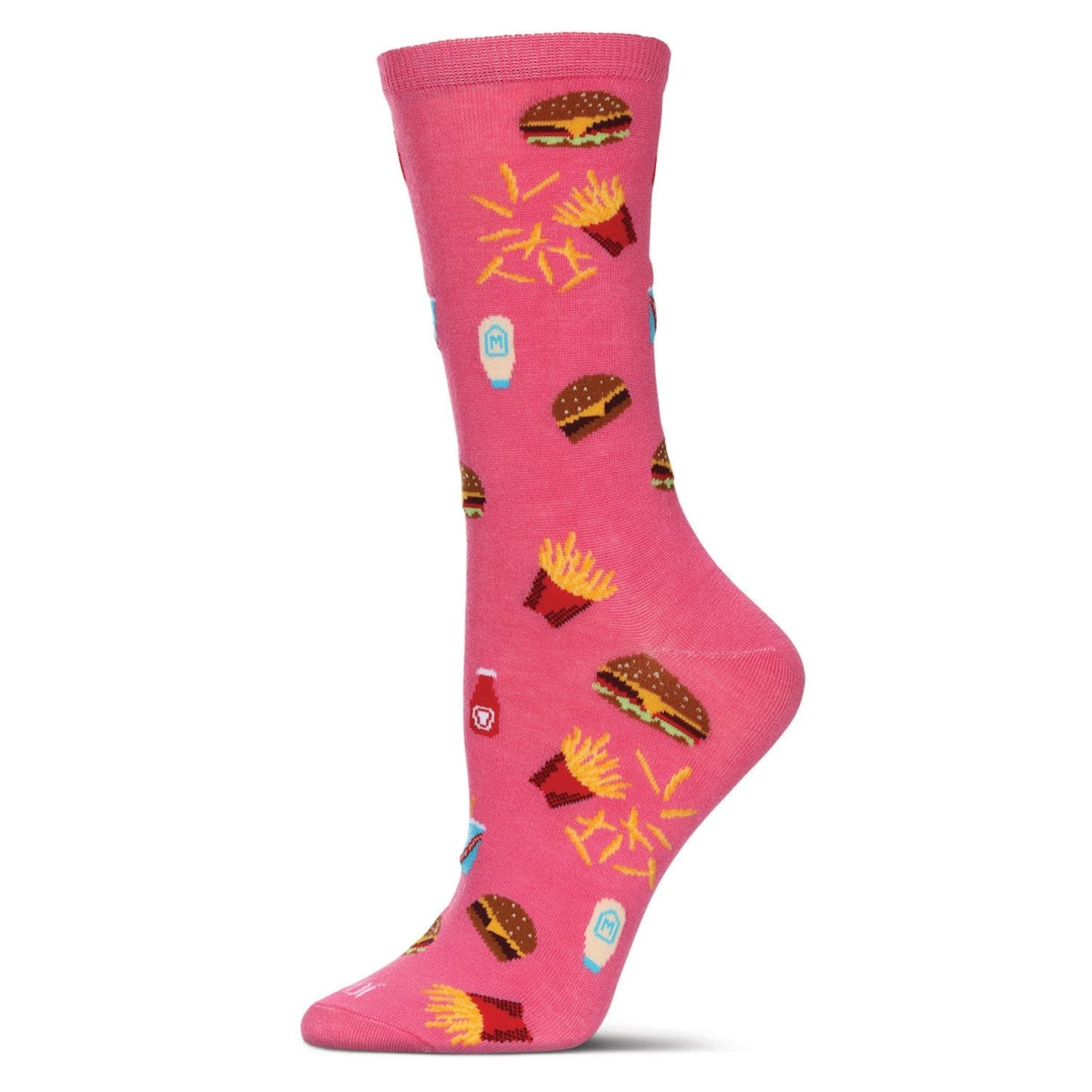 MeMoi Women's Burger & Fries Rayon From Bamboo Crew Socks