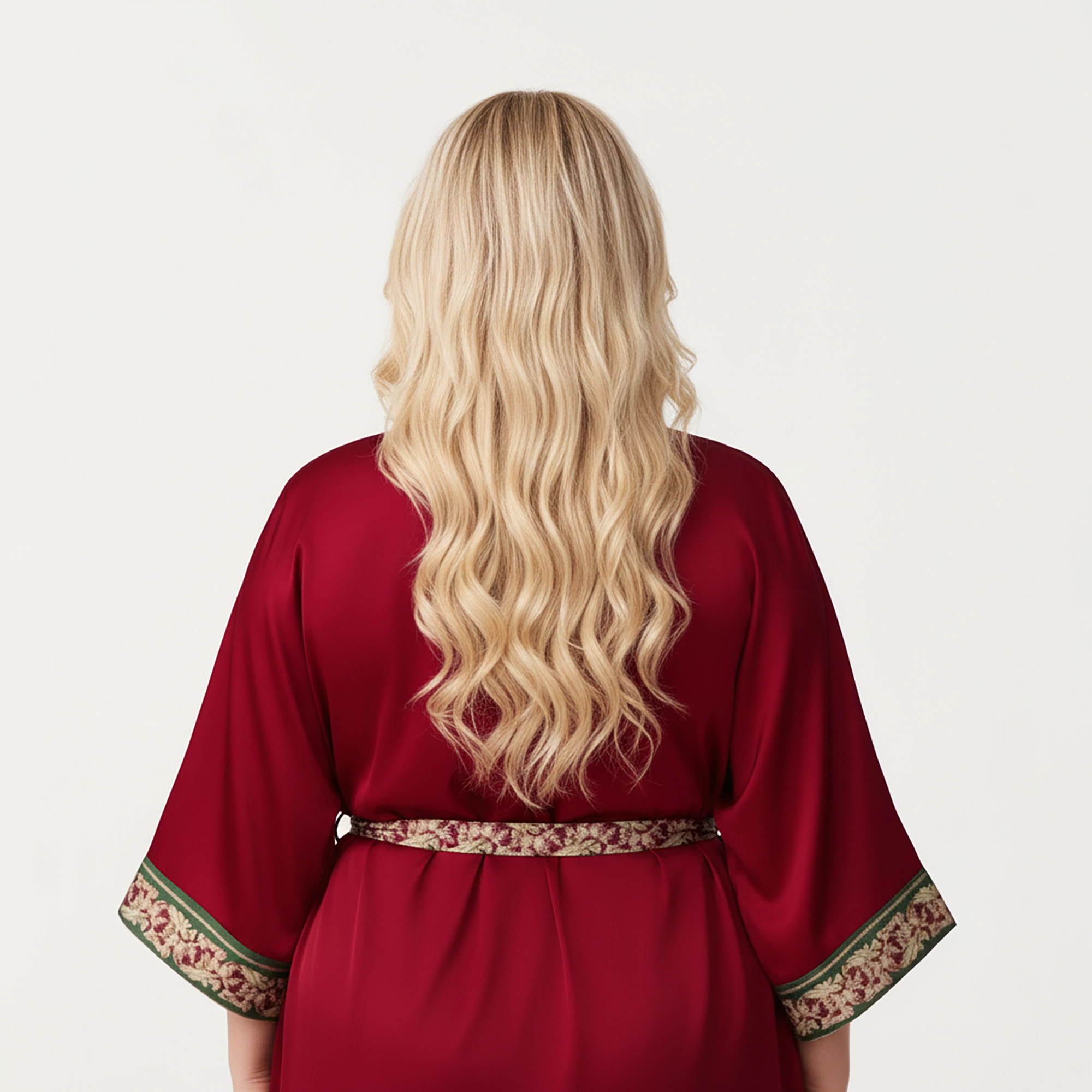 Anna-Kaci Women's Plus Size Long Robe with Decorative Trim Detailing and Soft Flowing Fabric