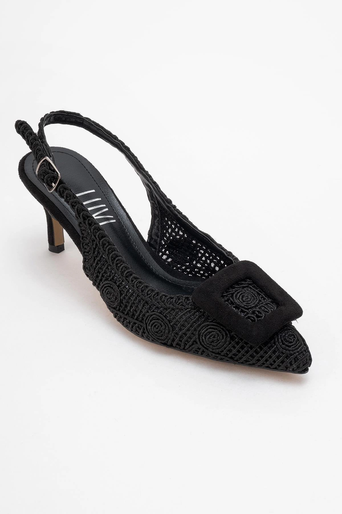 Prologue Shoes Womens Ensley Knitted Buckled Pointed Toe Pump