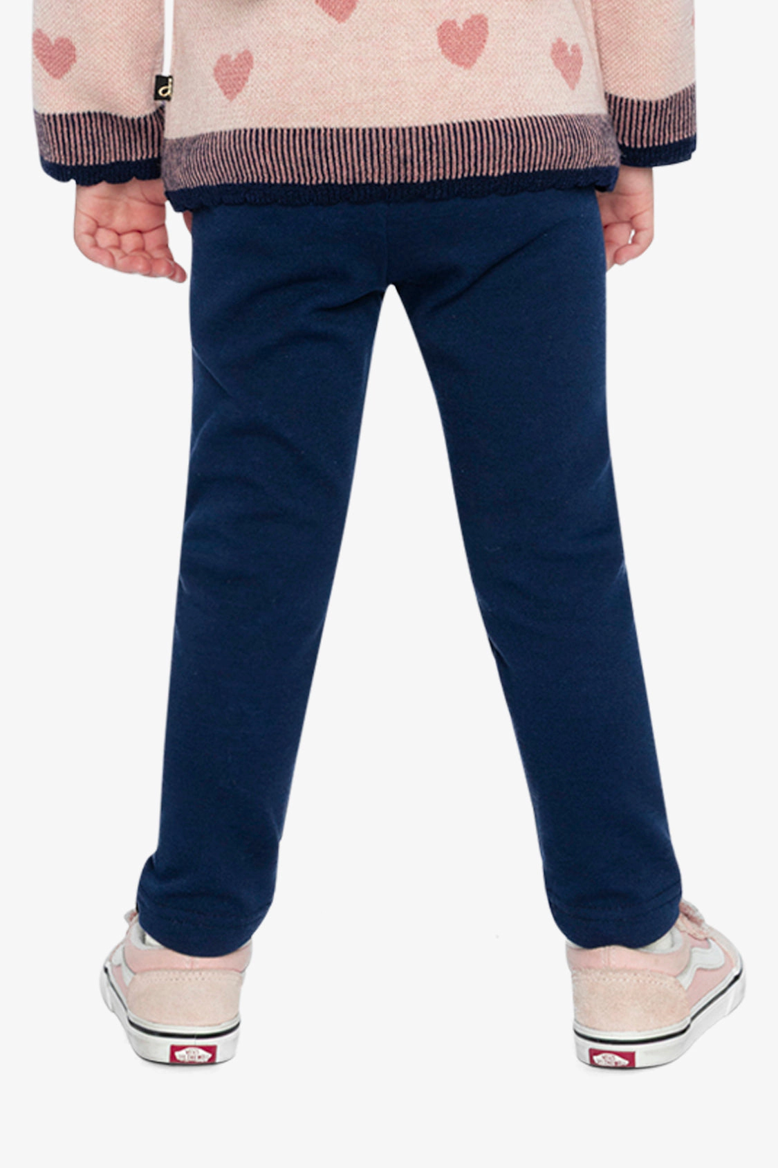 Deux par Deux Girls Heart Appliqué Brushed Jersey Leggings