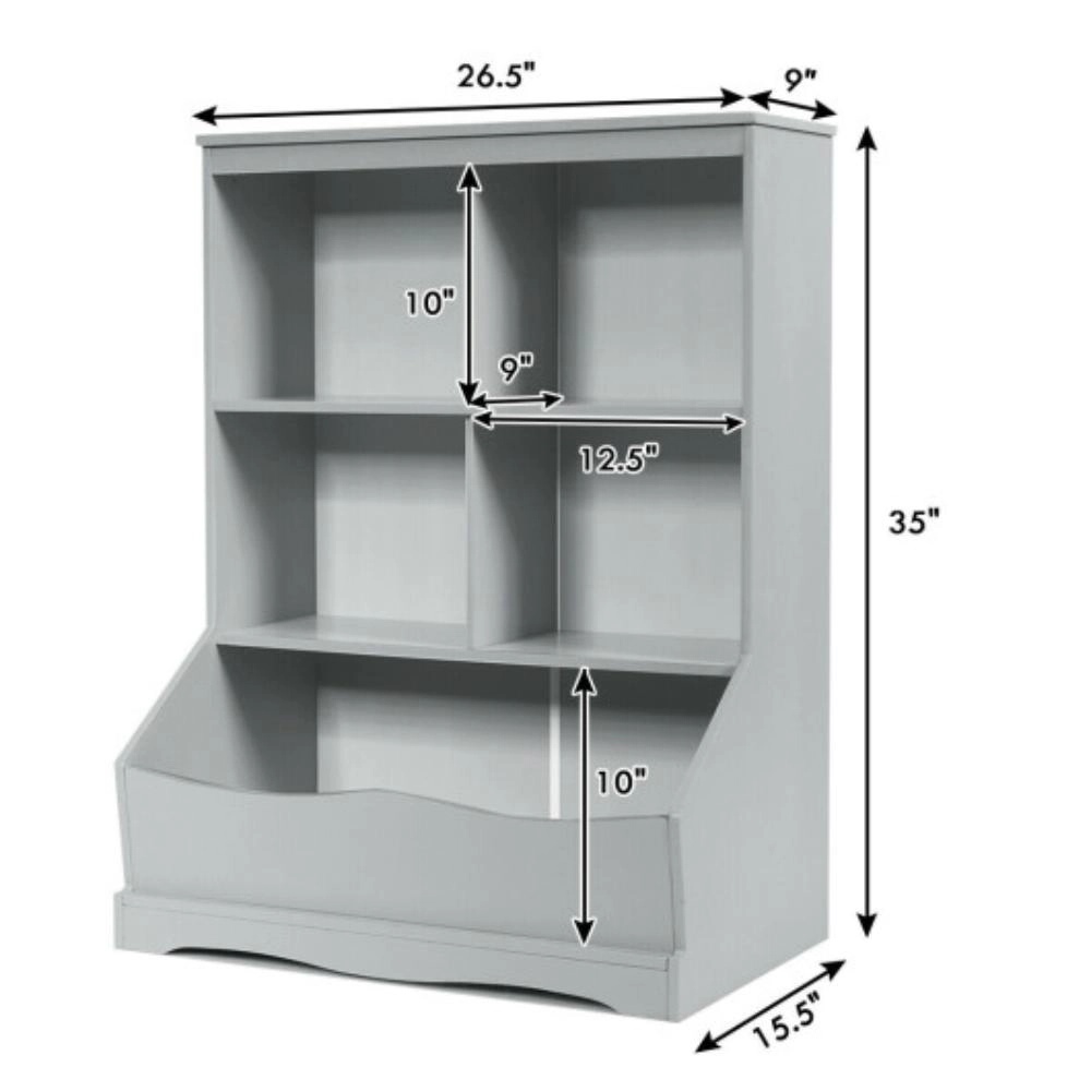 Hivvago 3-Tier Children's Multi-Functional Bookcase Toy Storage Bin Floor Cabinet