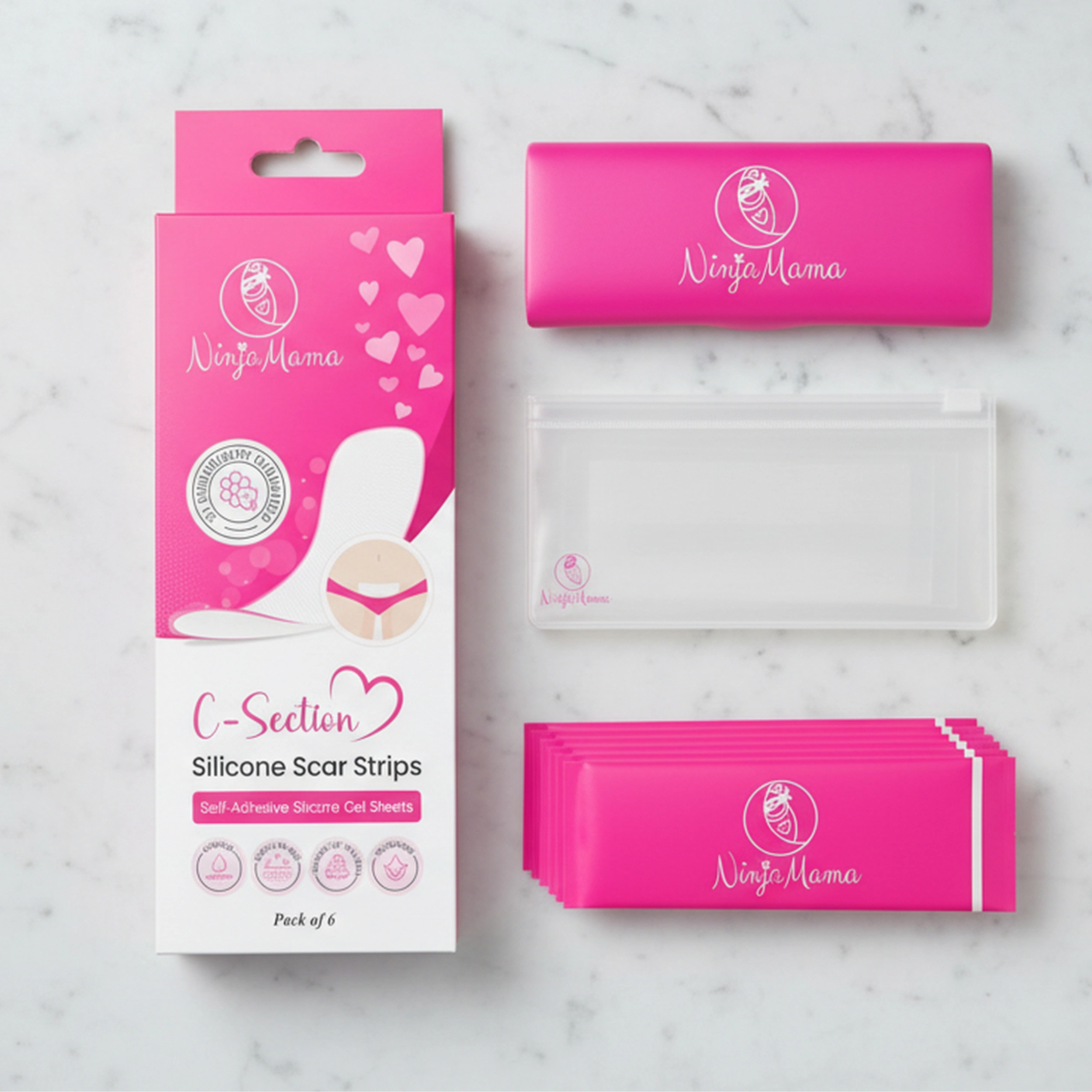 Ninja Mama Transparent C-Section Silicone Scar Strips - Pack of 6