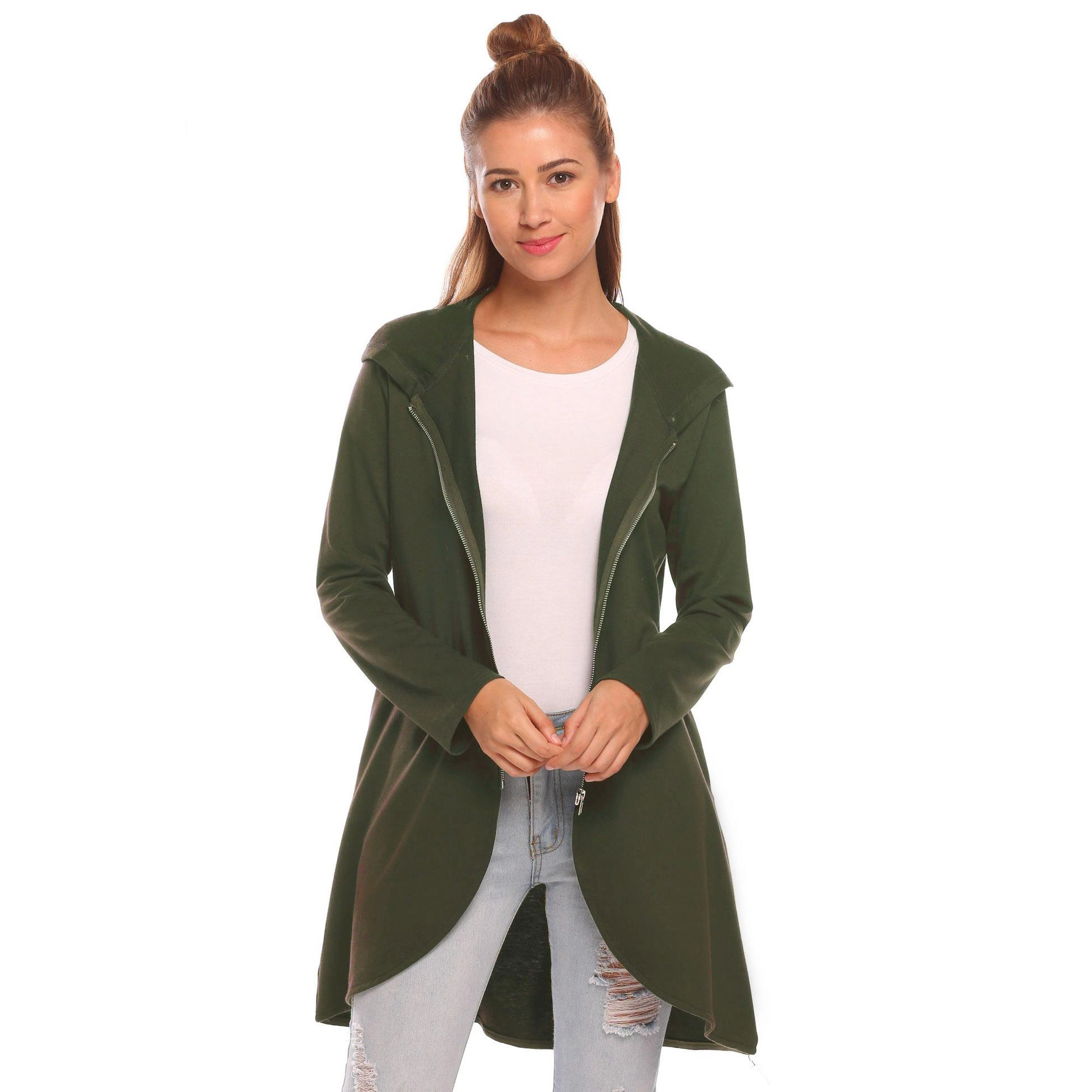 Zeagoo Women's Oversized Lightweight Zip Up Hoodie Sweatshirt