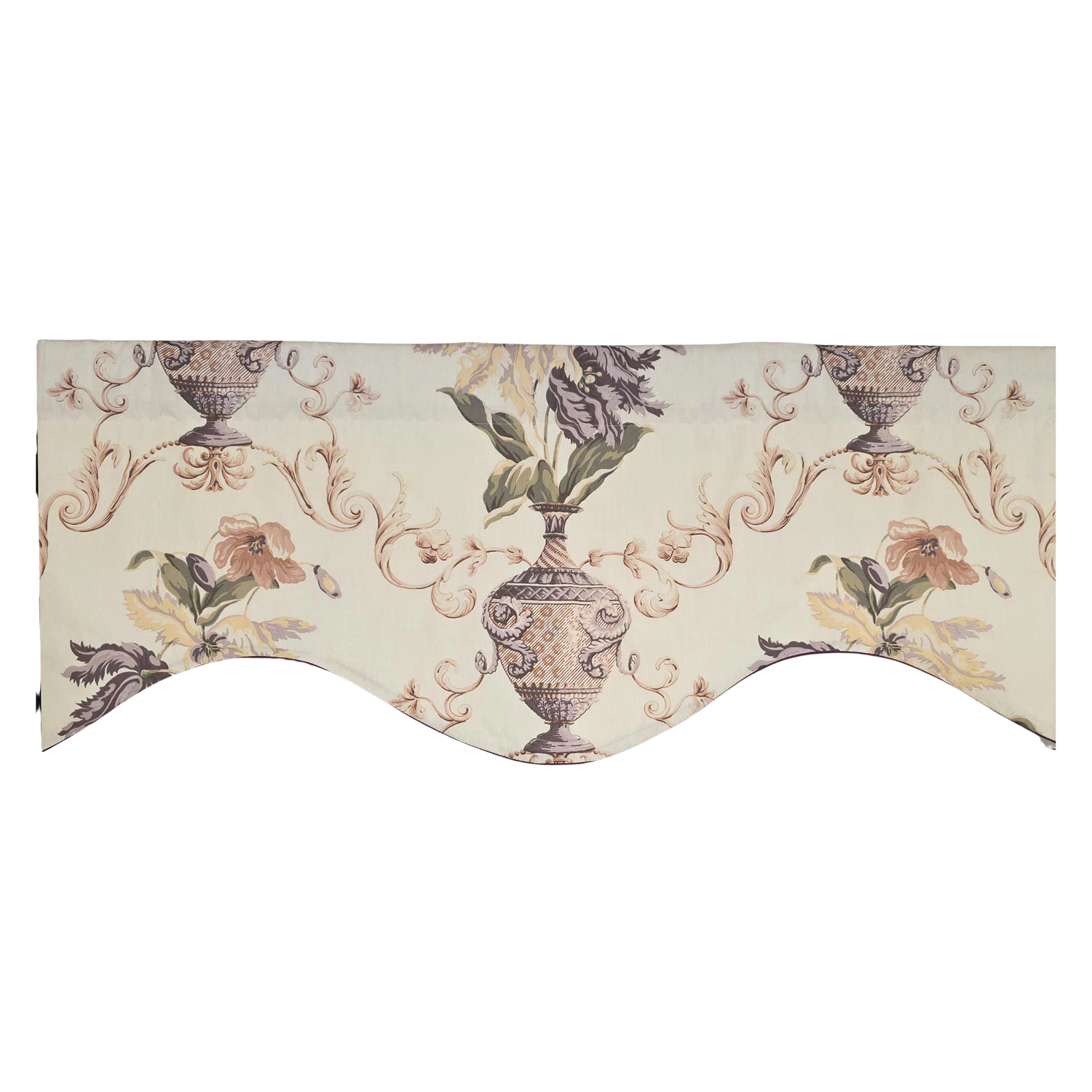RLF Home Urn Corded Cornice Window Valance 100% Cotton Lined Rod Pocket 50" x 17" Purple