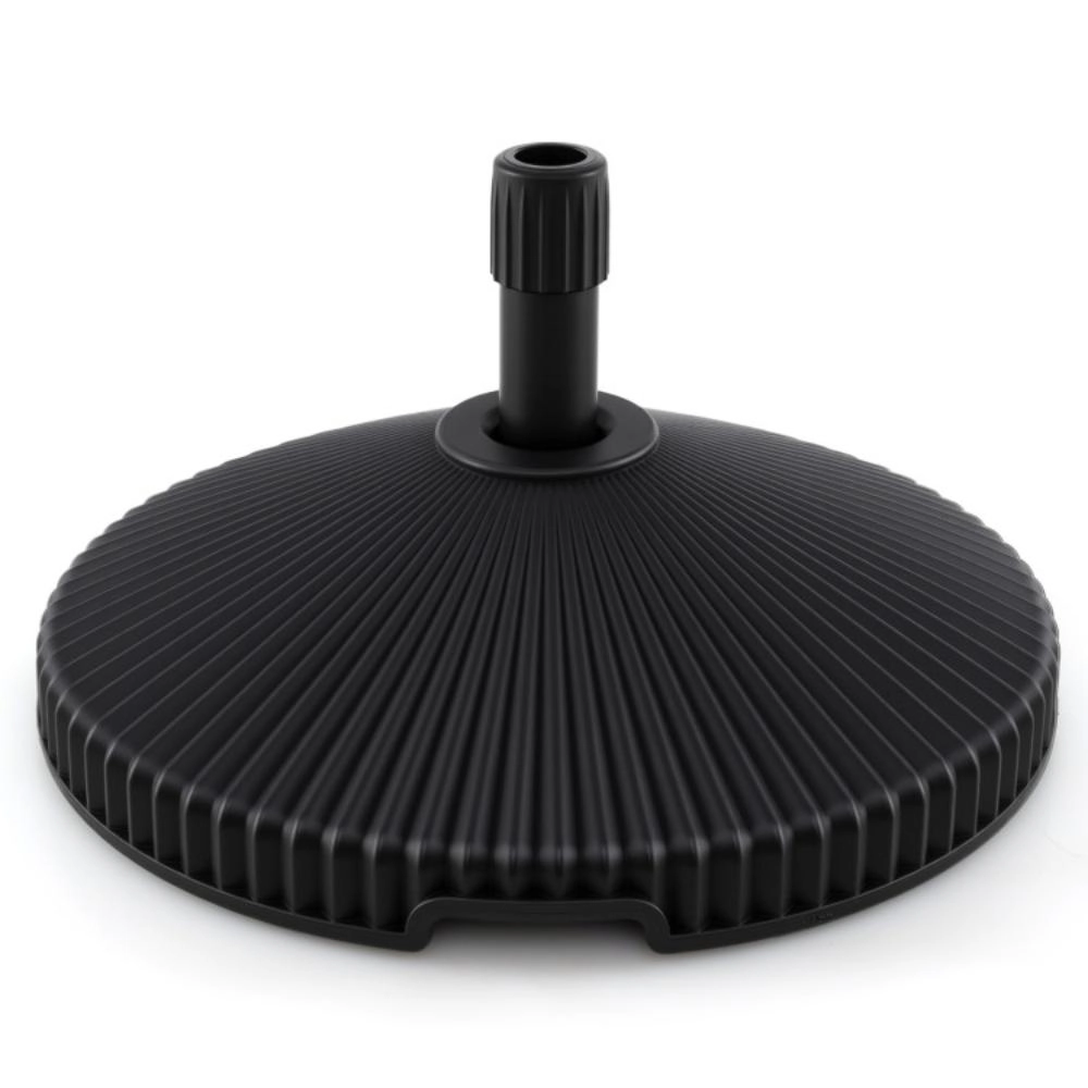 Hivvago Water And Sand Filled Outdoor Umbrella Stand With Shell Texture And 3 Coupler Sizes-Black