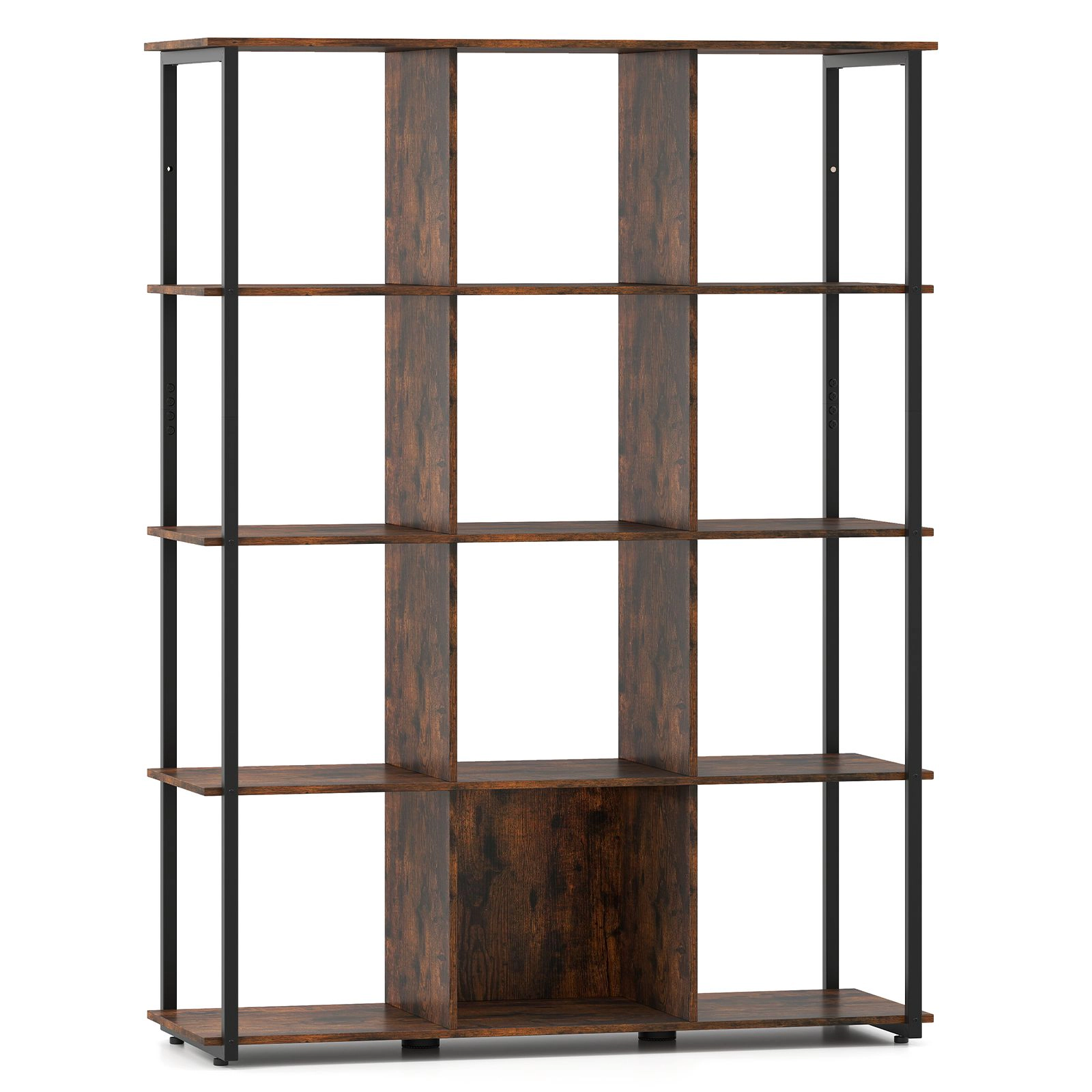 SlickBlue Unisex Rustic 12-Cube 5-Tier Industrial Storage Bookshelf