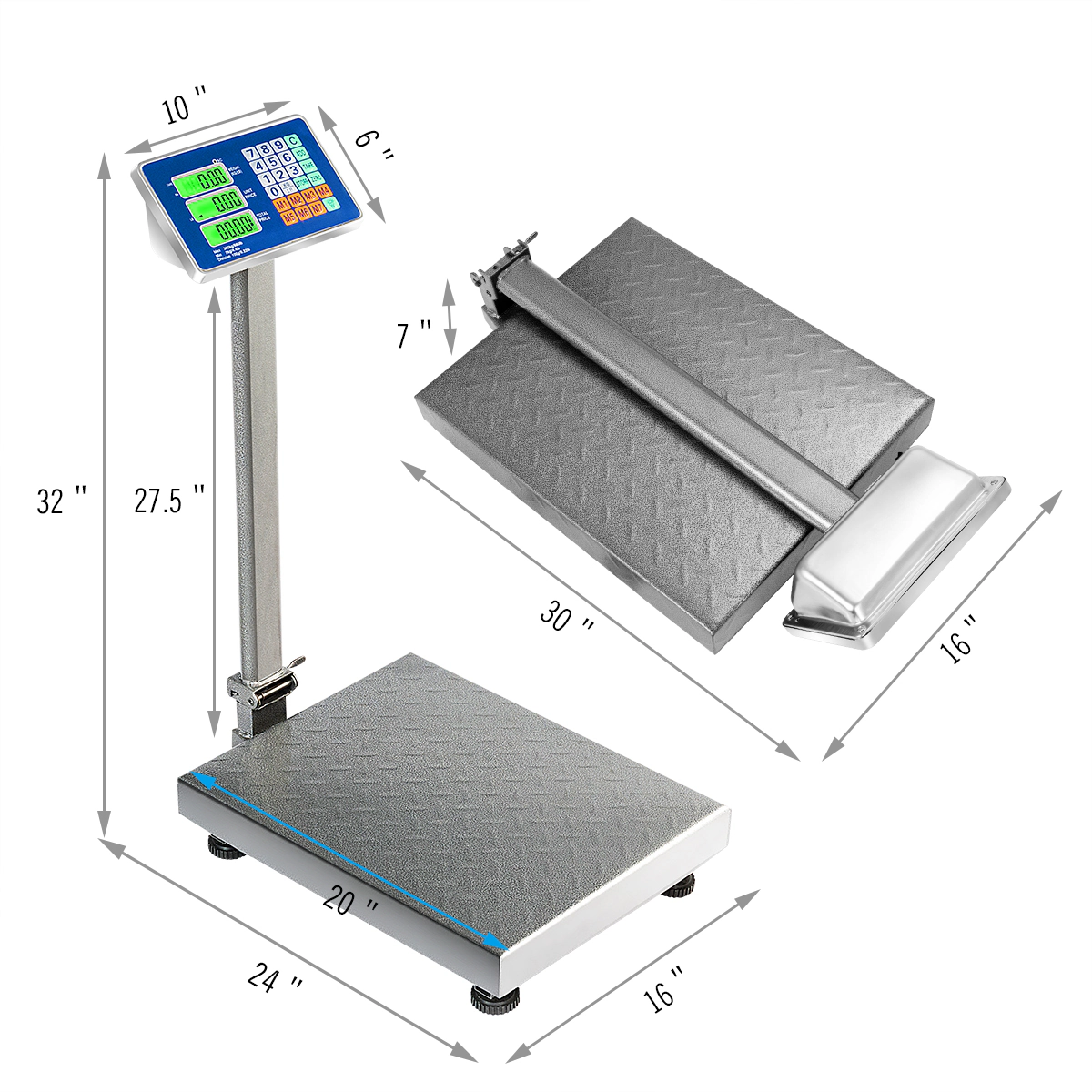 LJG 660 lbs Weight Platform Scale Digital Floor Folding Scale