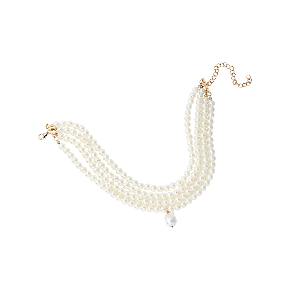 SOHI Women's The Small Jackie Statement Necklace - Pearl White