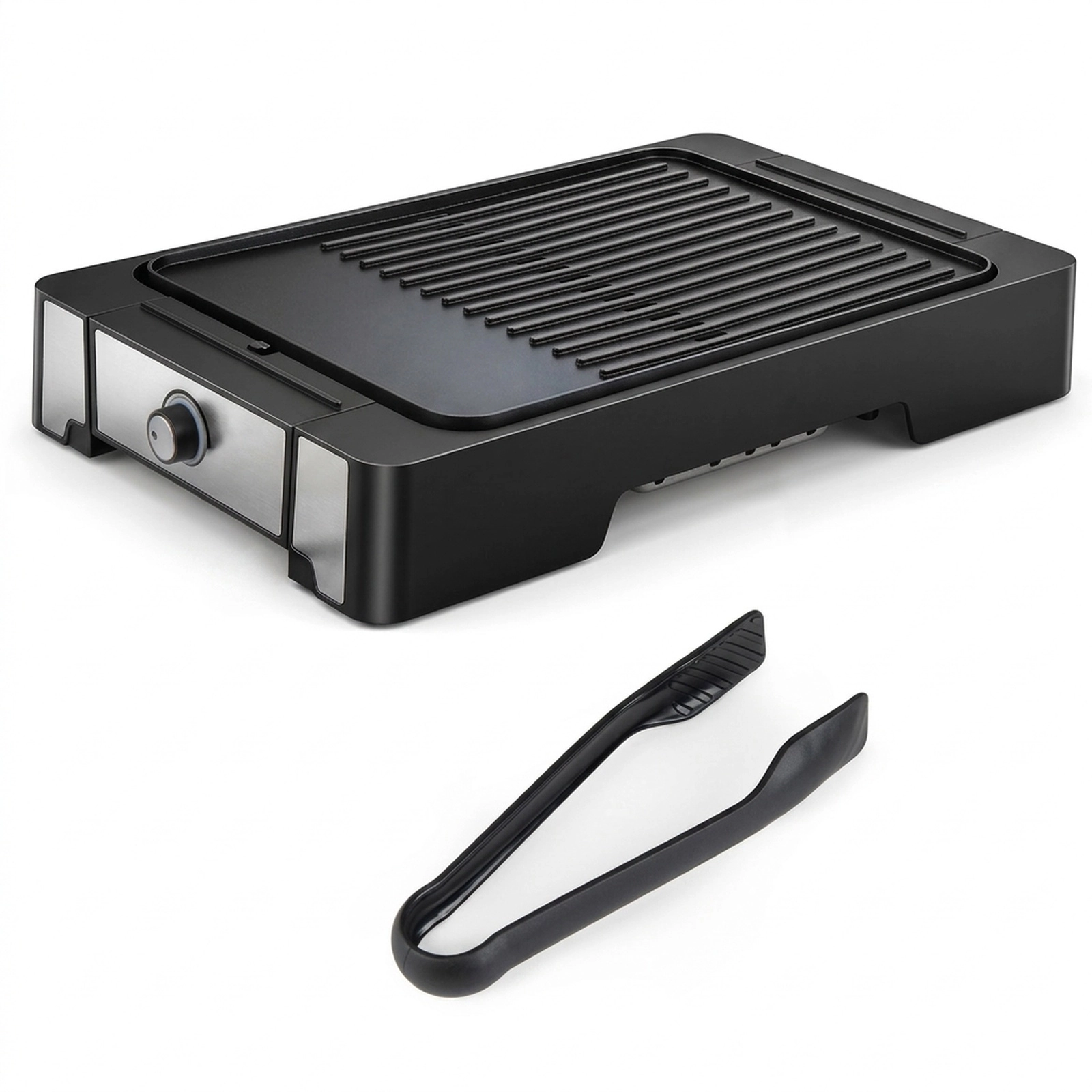 SUGIFT Black 2300W Indoor Electric Grill and Griddle with Nonstick Die Cast Aluminum Ribbed Flat Surface