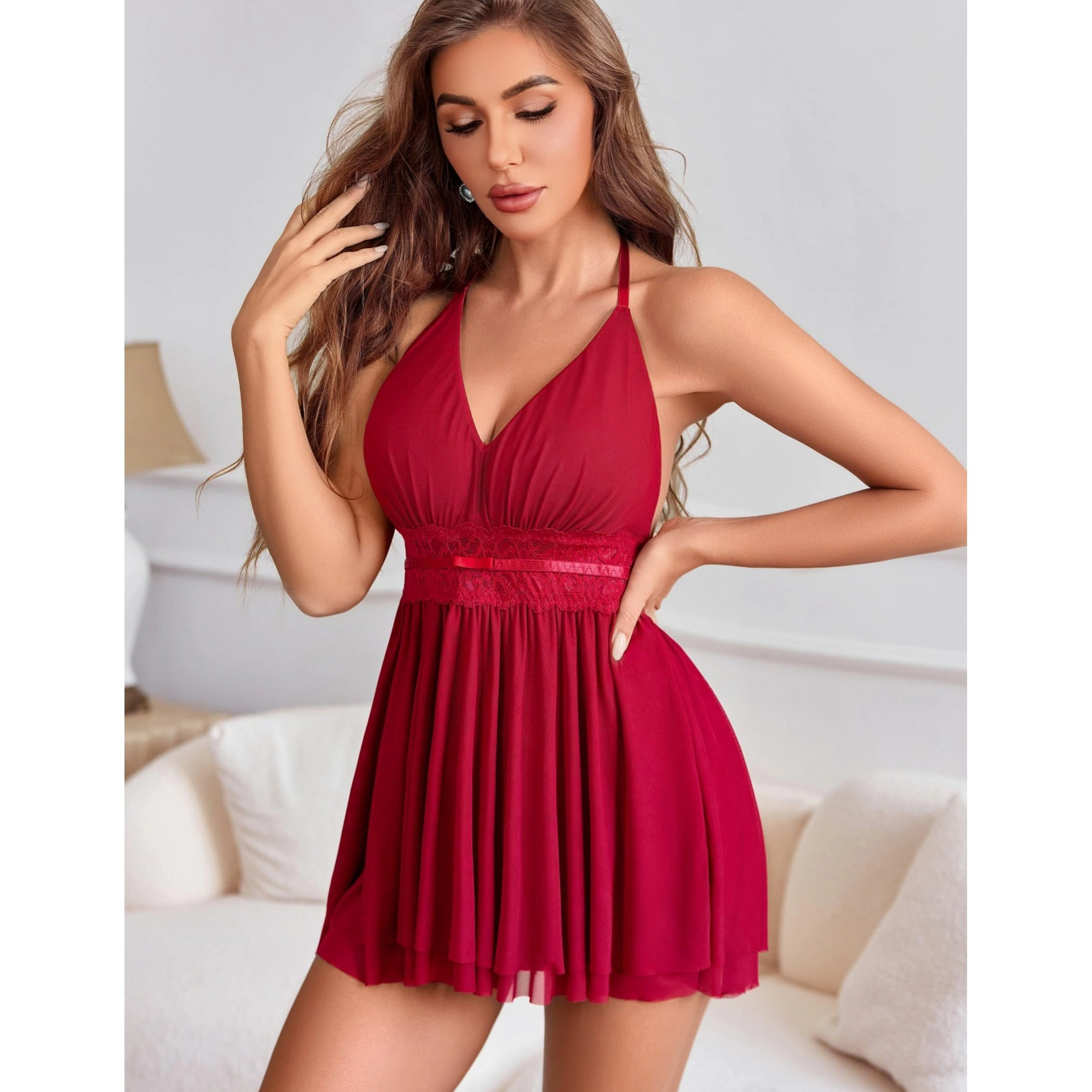Avidlove Women's Lace Babydoll Sheer Chemise