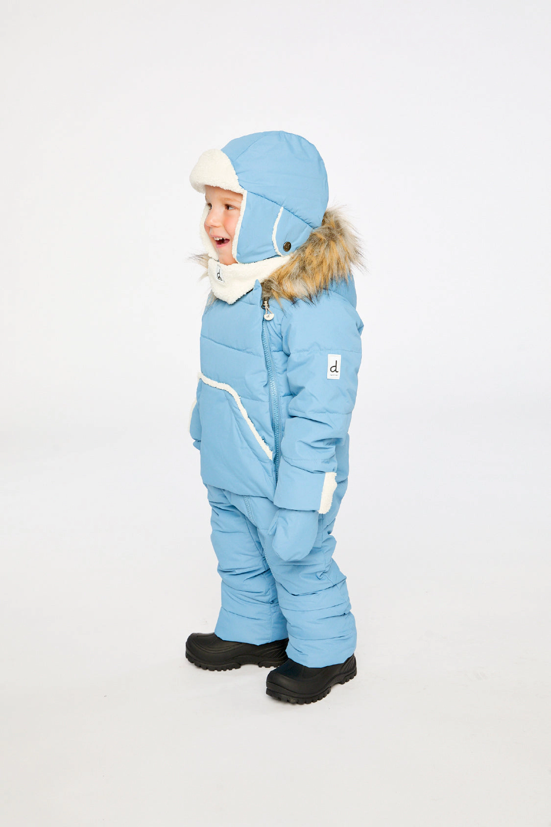Deux par Boys Snug One Piece Snowsuit Adapted for Car Seats with Faux Fur-Trimmed Hood