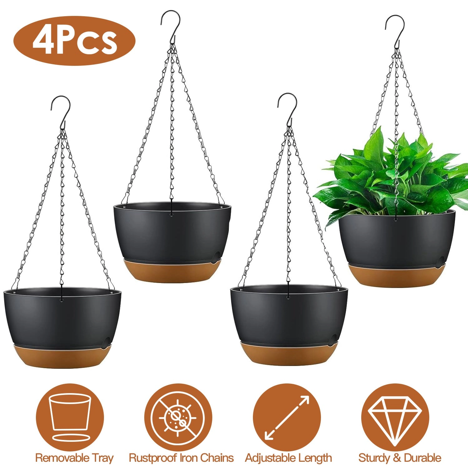 GBruno 4-Piece Self-Watering Hanging Planter Set