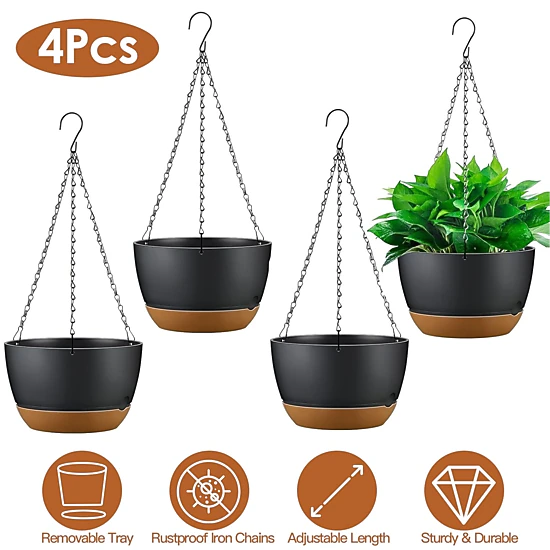 GBruno 4-Piece Self-Watering Hanging Planter Set