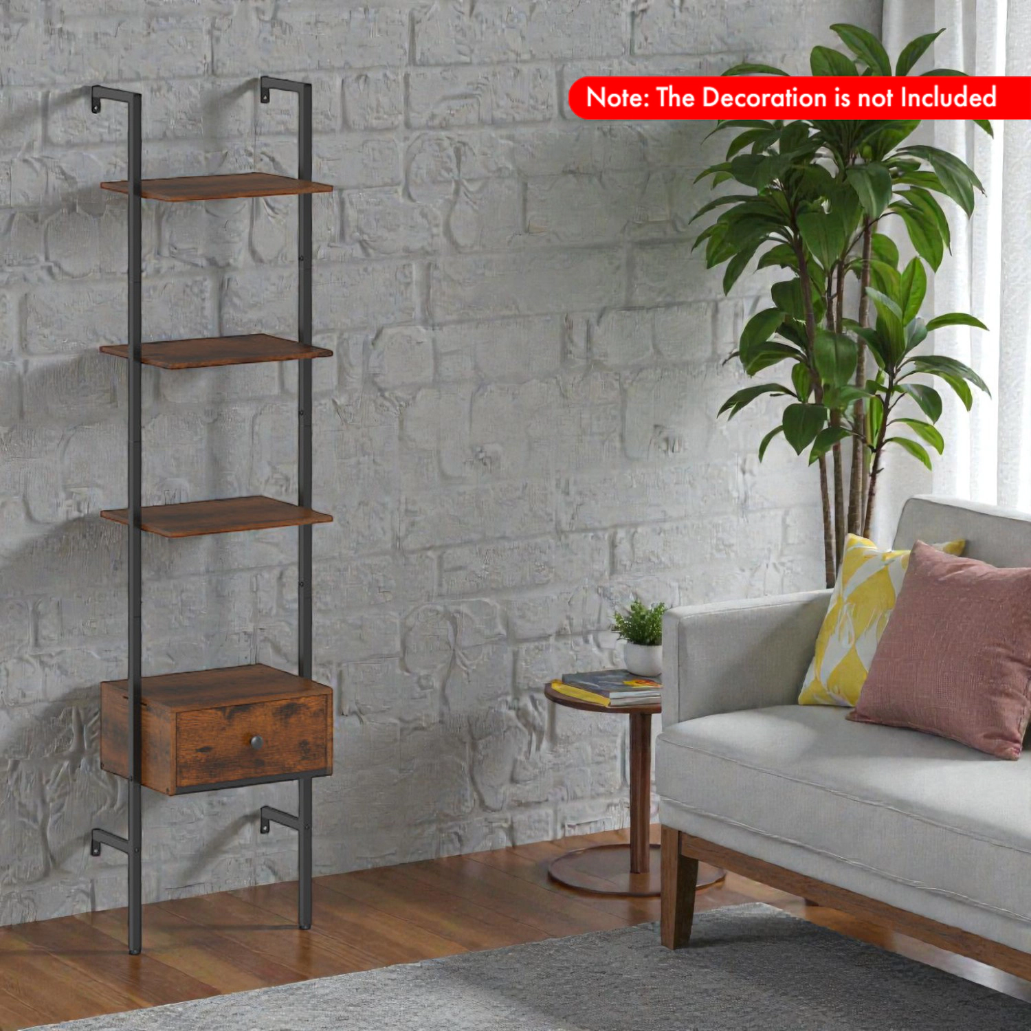 Hivvago Ladder Bookcase with Storage Drawer